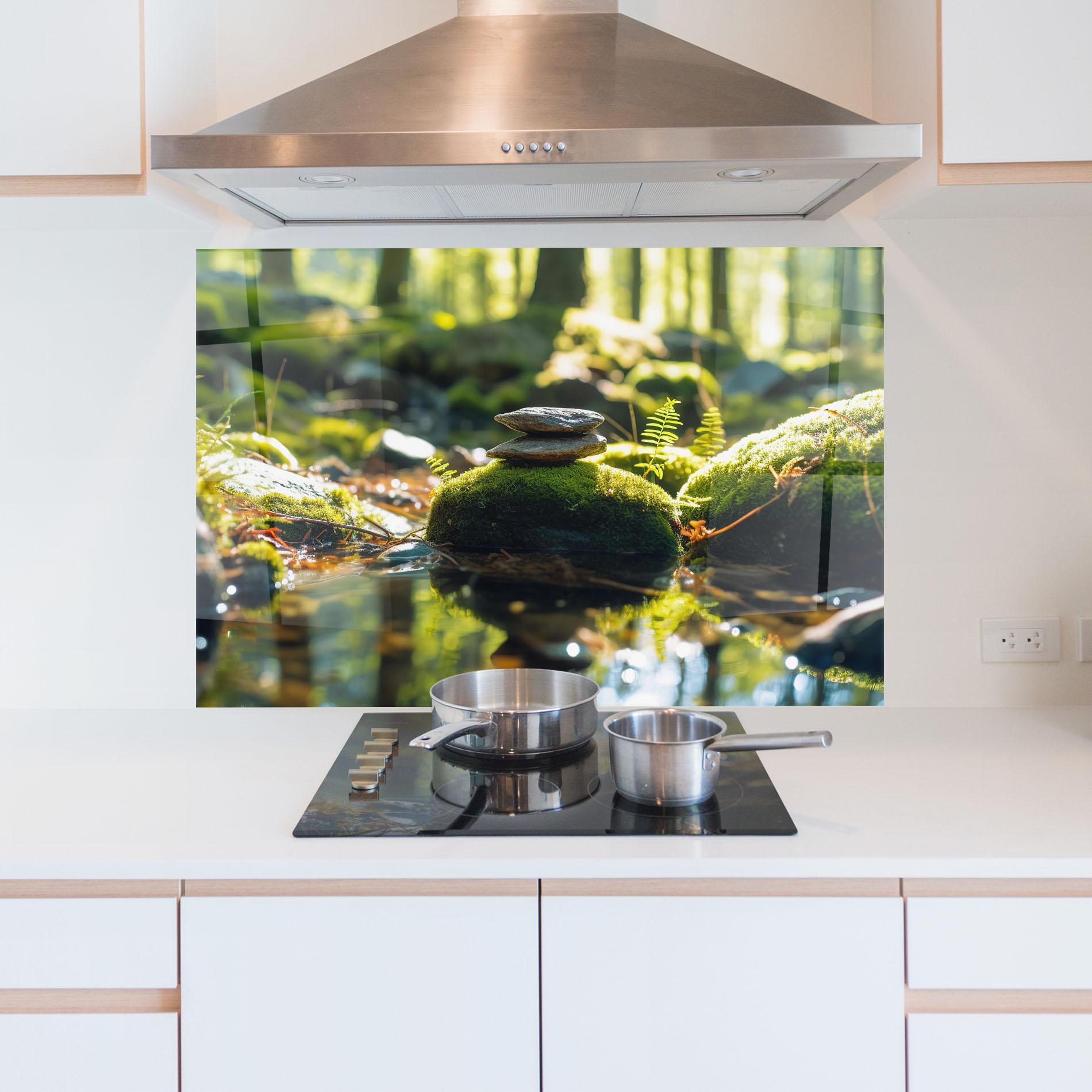 Стъклен панел за кухня Sunlight Green Forest mockup 5