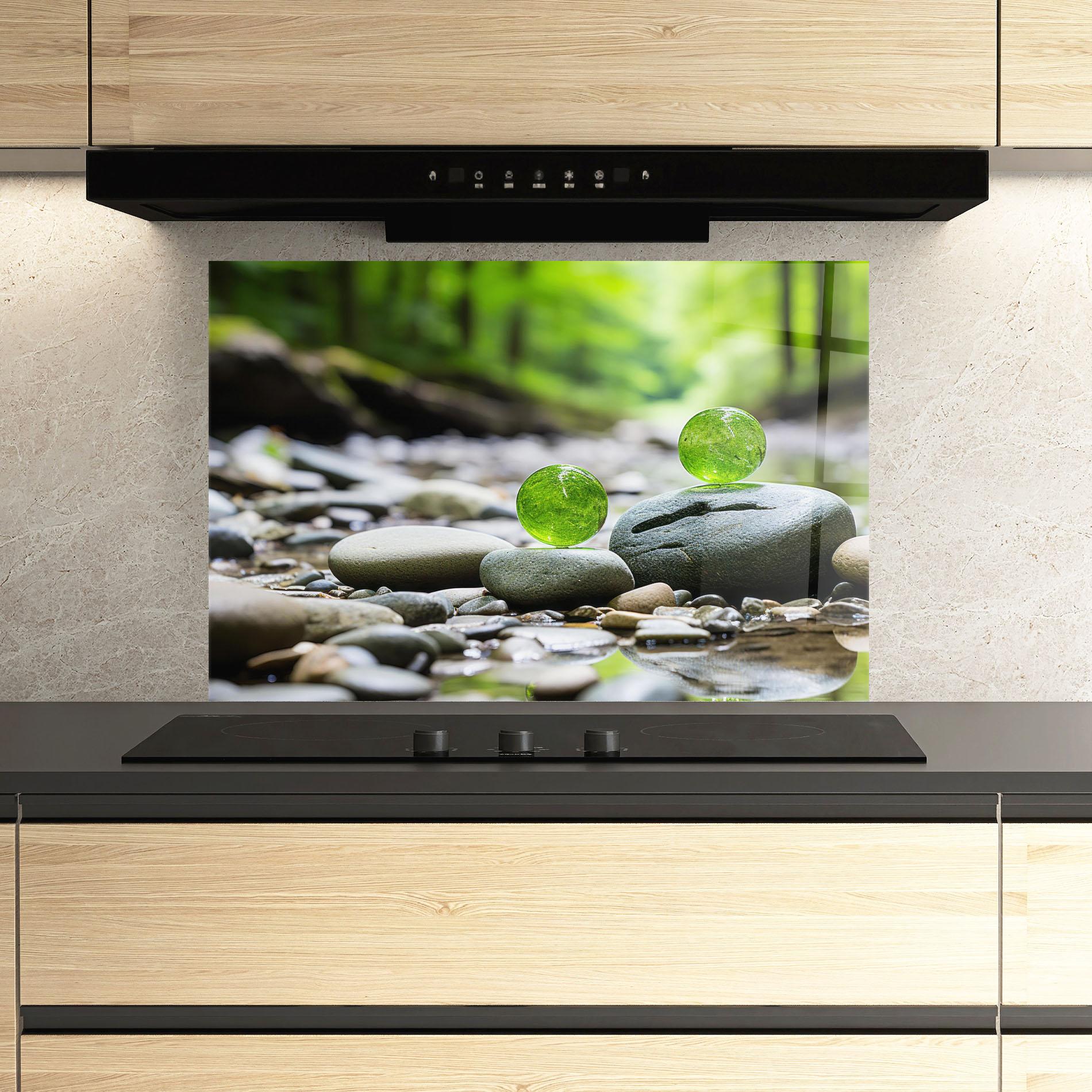 Стъклен панел за кухня Green Glass Balls mockup 3