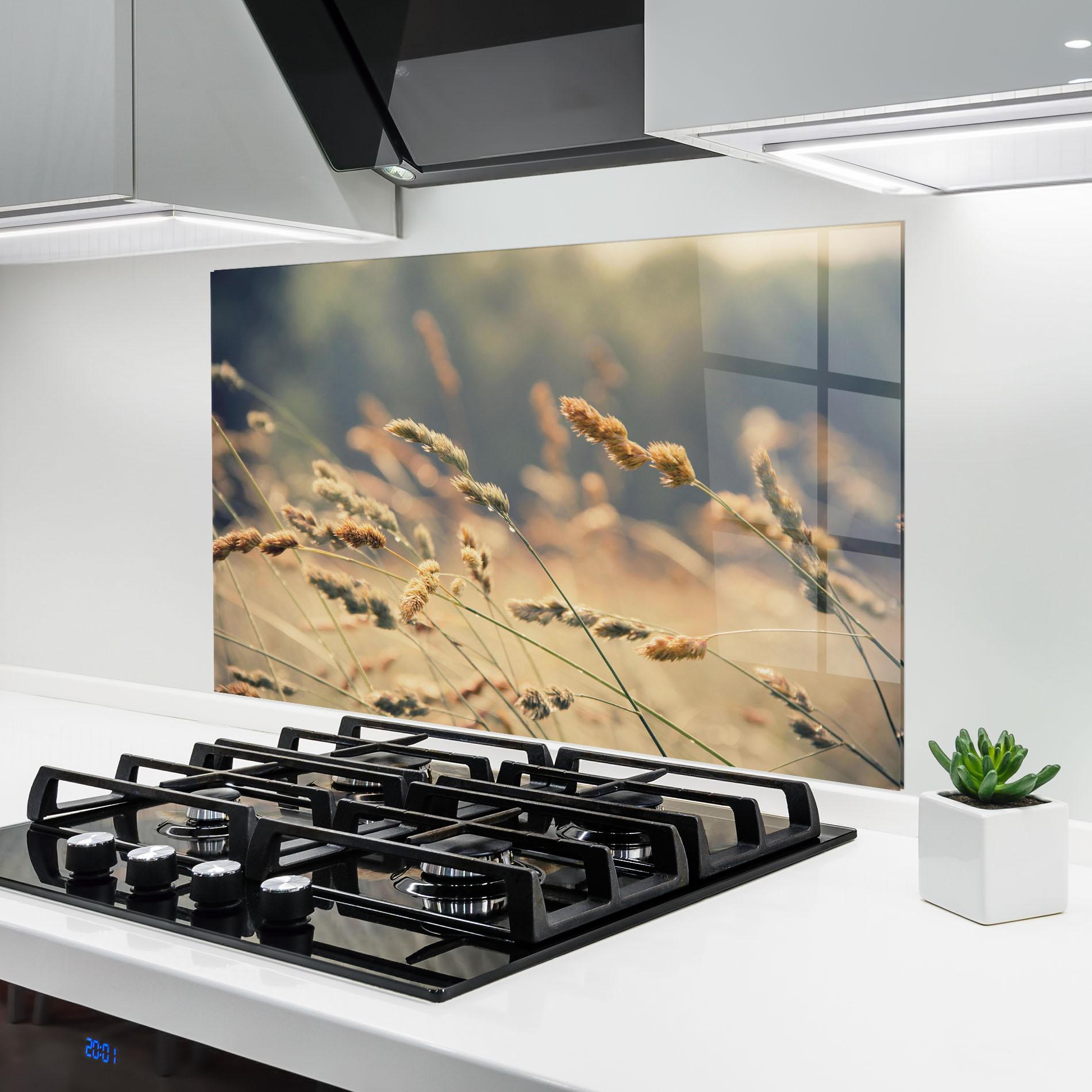 Стъклен панел за кухня Cream Nature Plants mockup 6