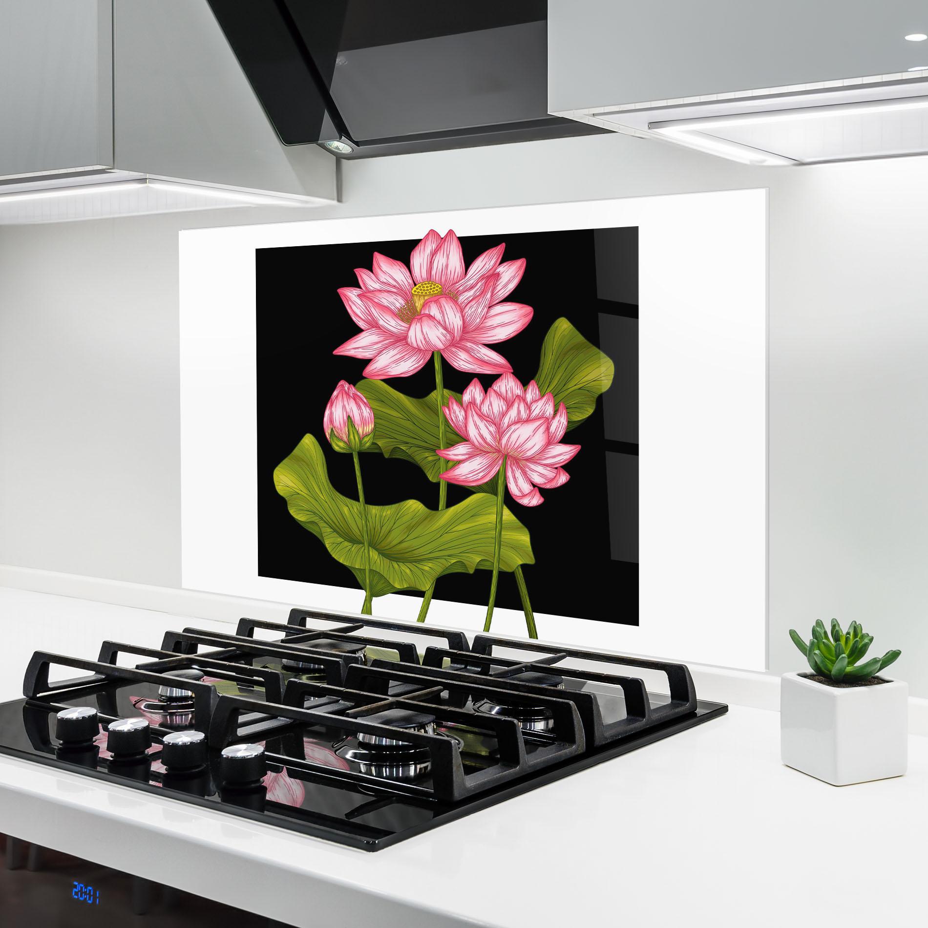 Стъклен панел за кухня Feng Shui Flower mockup 6