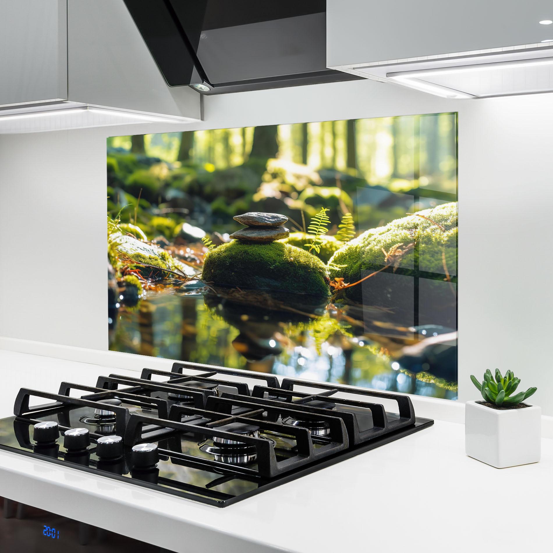 Стъклен панел за кухня Sunlight Green Forest mockup 6