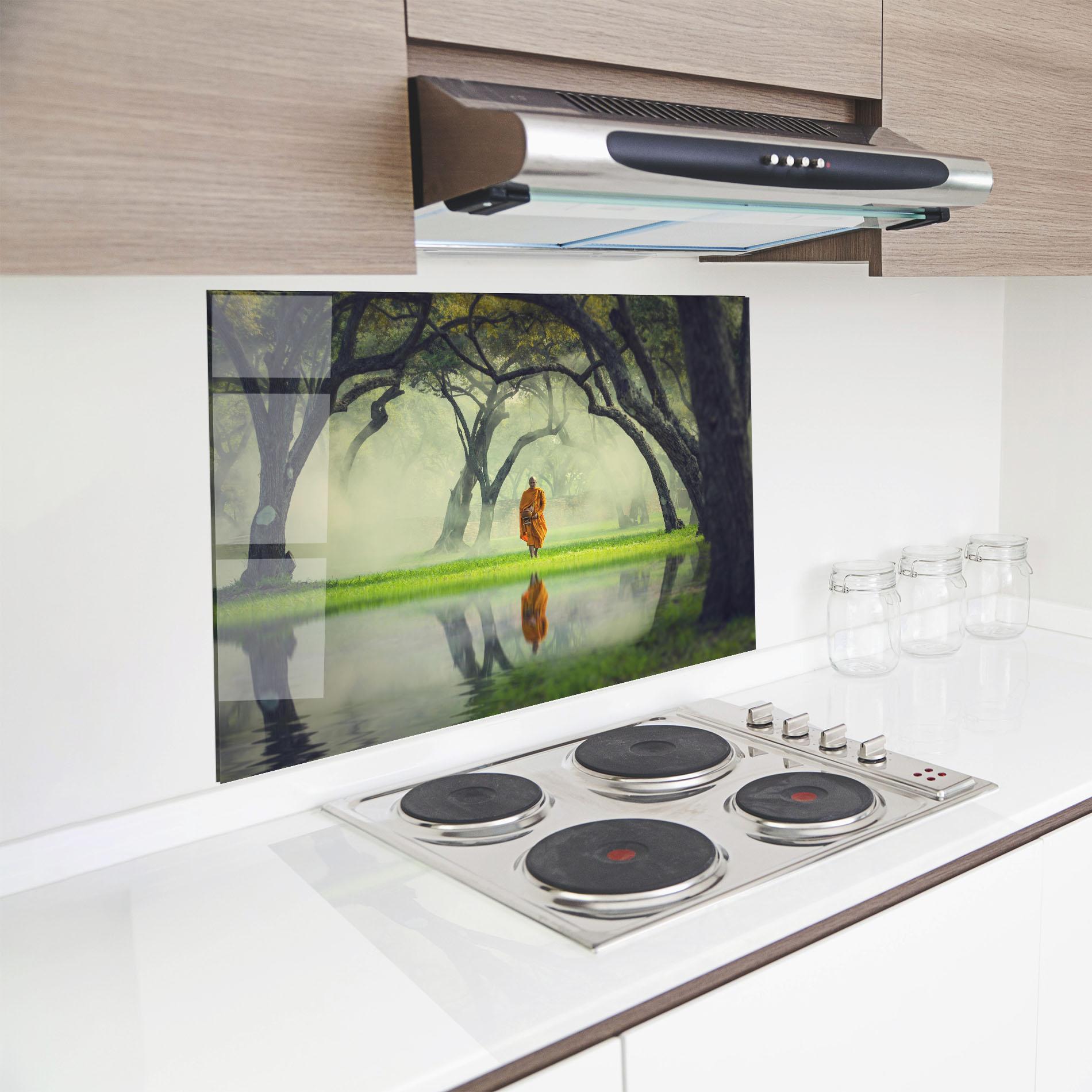 Стъклен панел за кухня Buddha Nature mockup 8