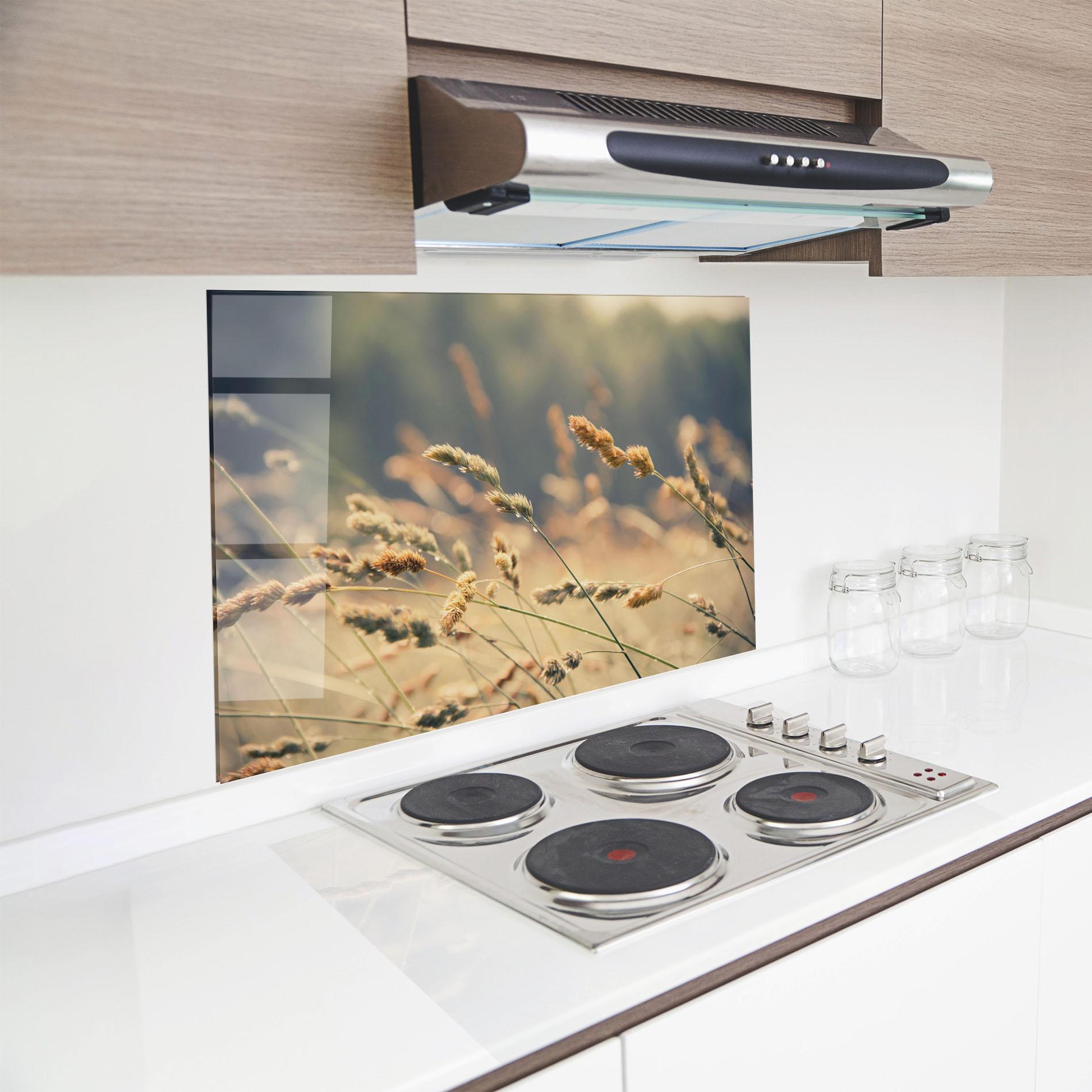 Стъклен панел за кухня Cream Nature Plants mockup 8