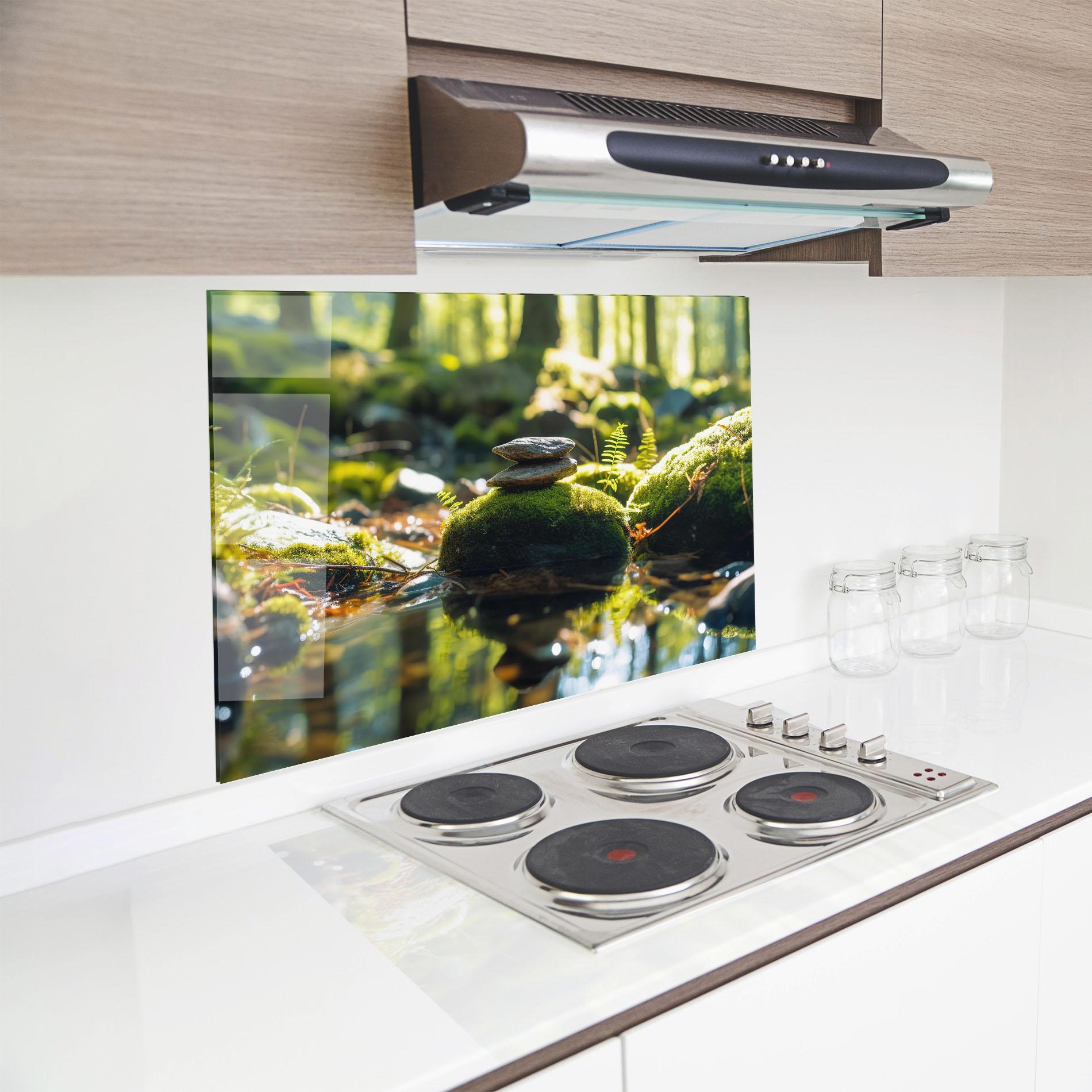 Стъклен панел за кухня Sunlight Green Forest mockup 8