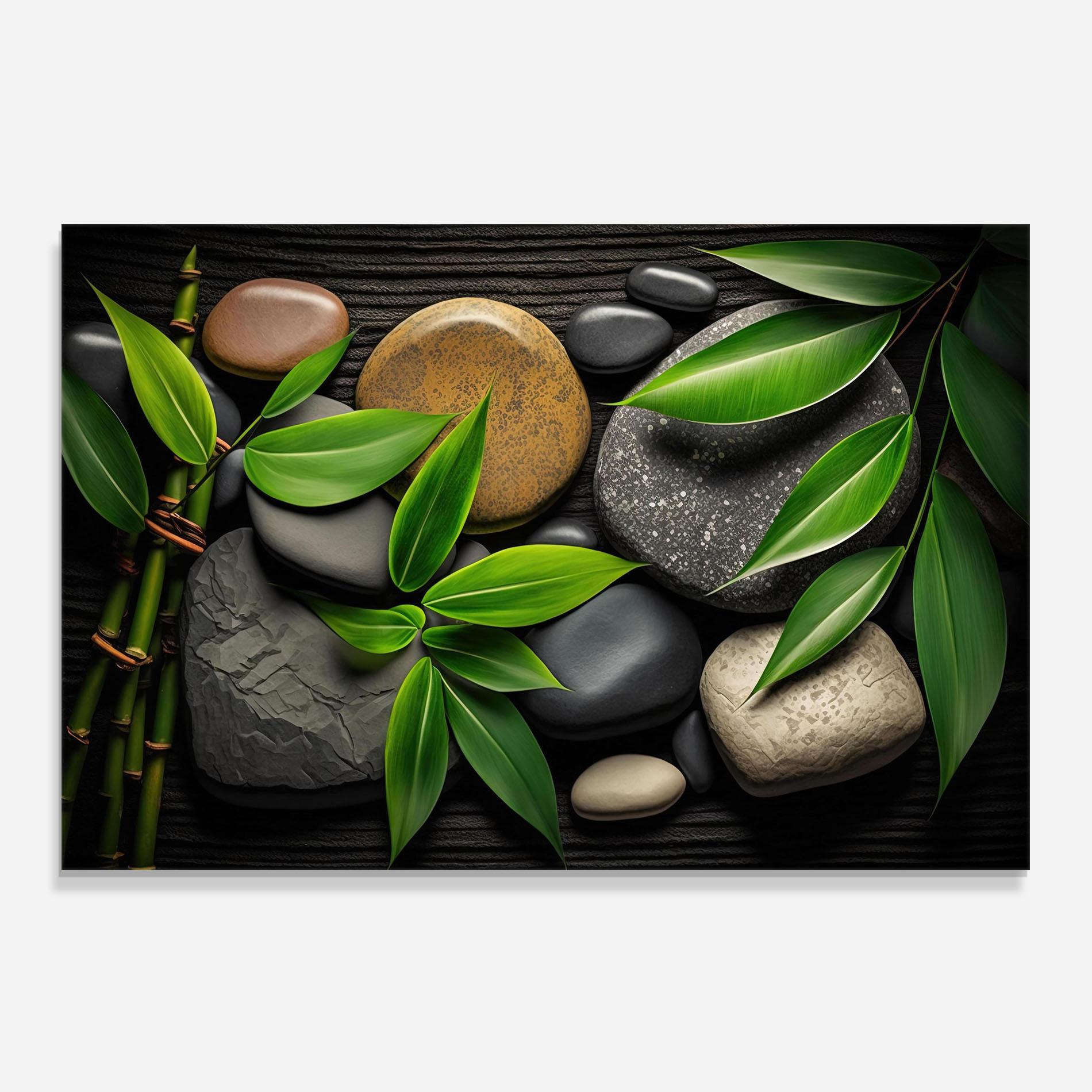 Стъклен панел за кухня Bamboo Stones View mockup 0