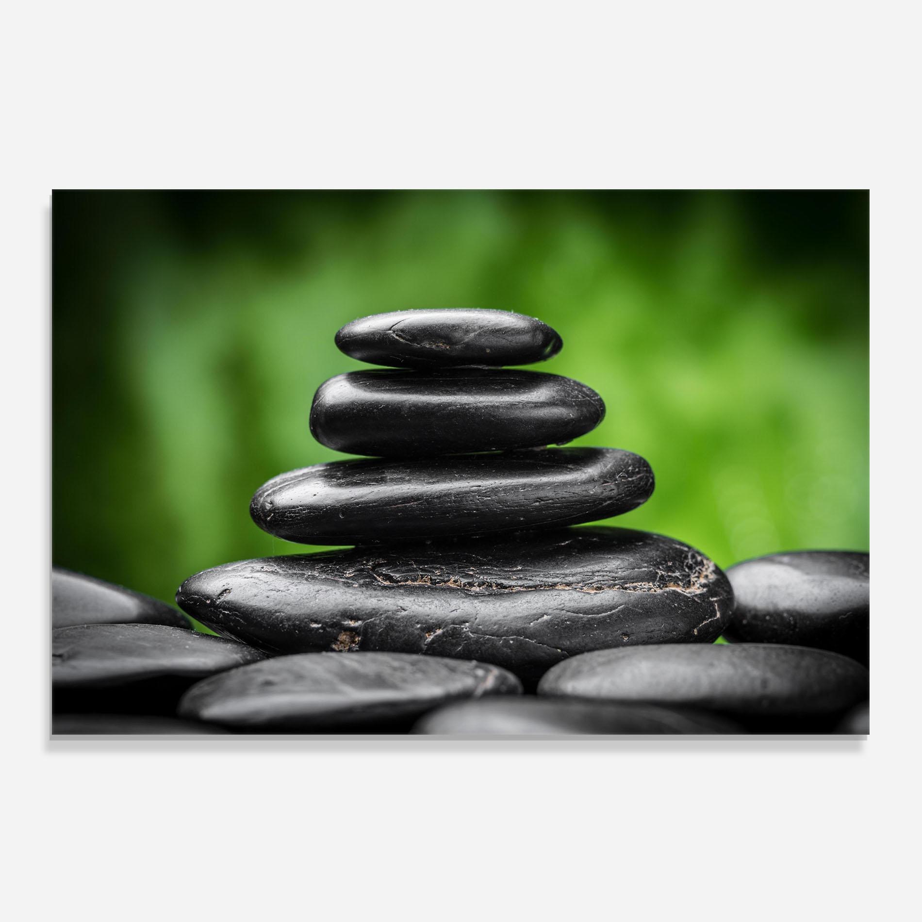 Стъклен панел за кухня Black Stone Meditation mockup 0