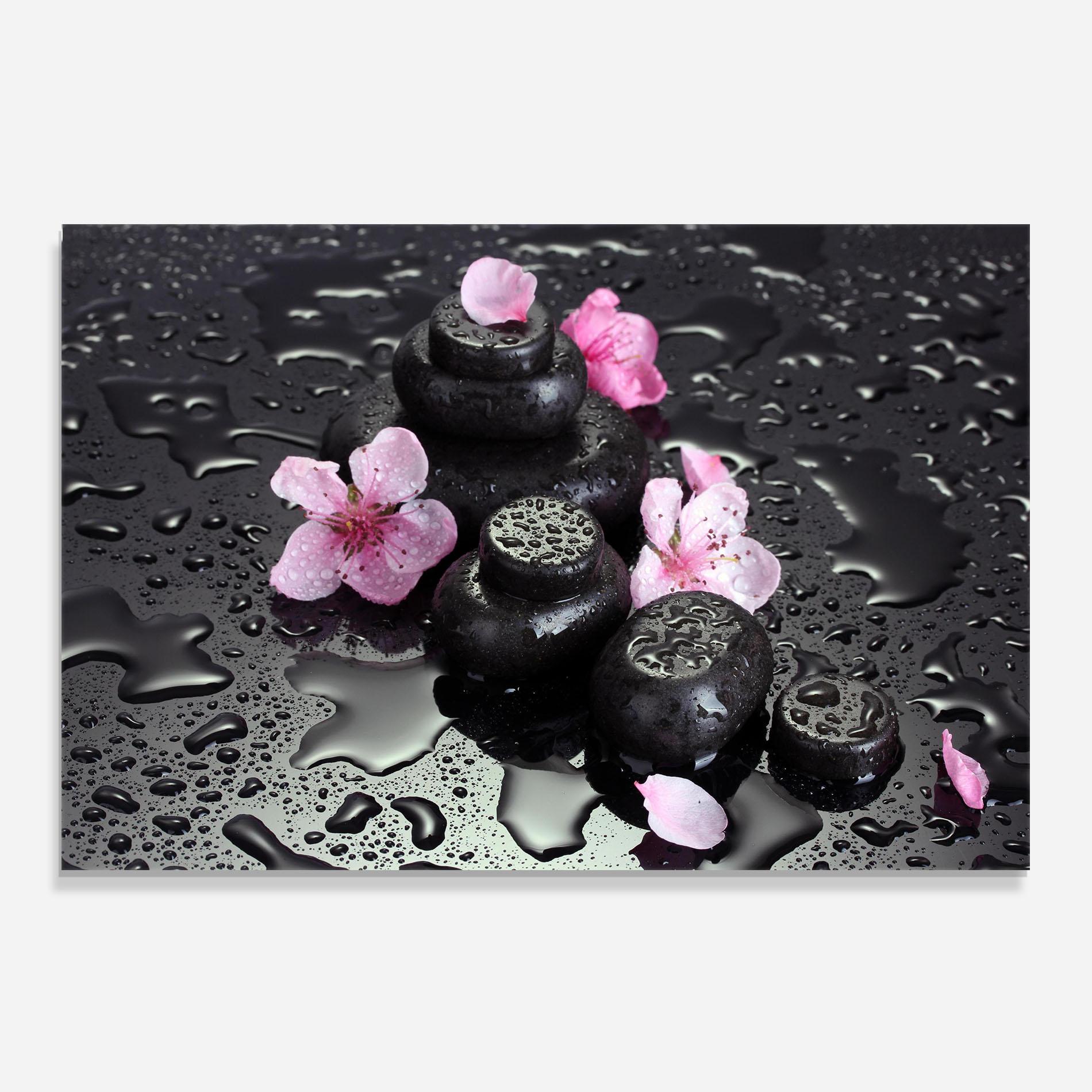 Стъклен панел за кухня Pretty Flower Stones mockup 0