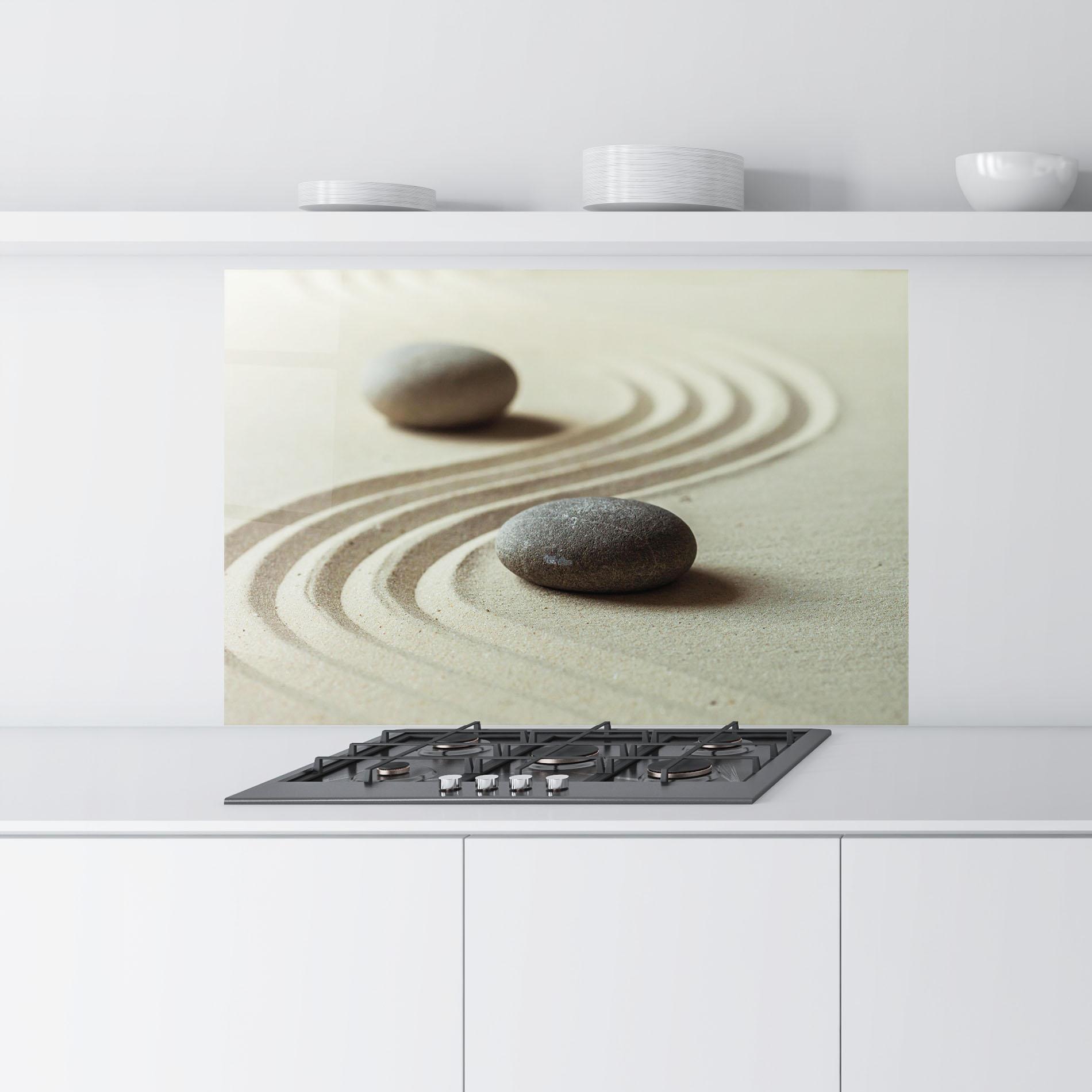 Стъклен панел за кухня Cream Sand Stones mockup 9