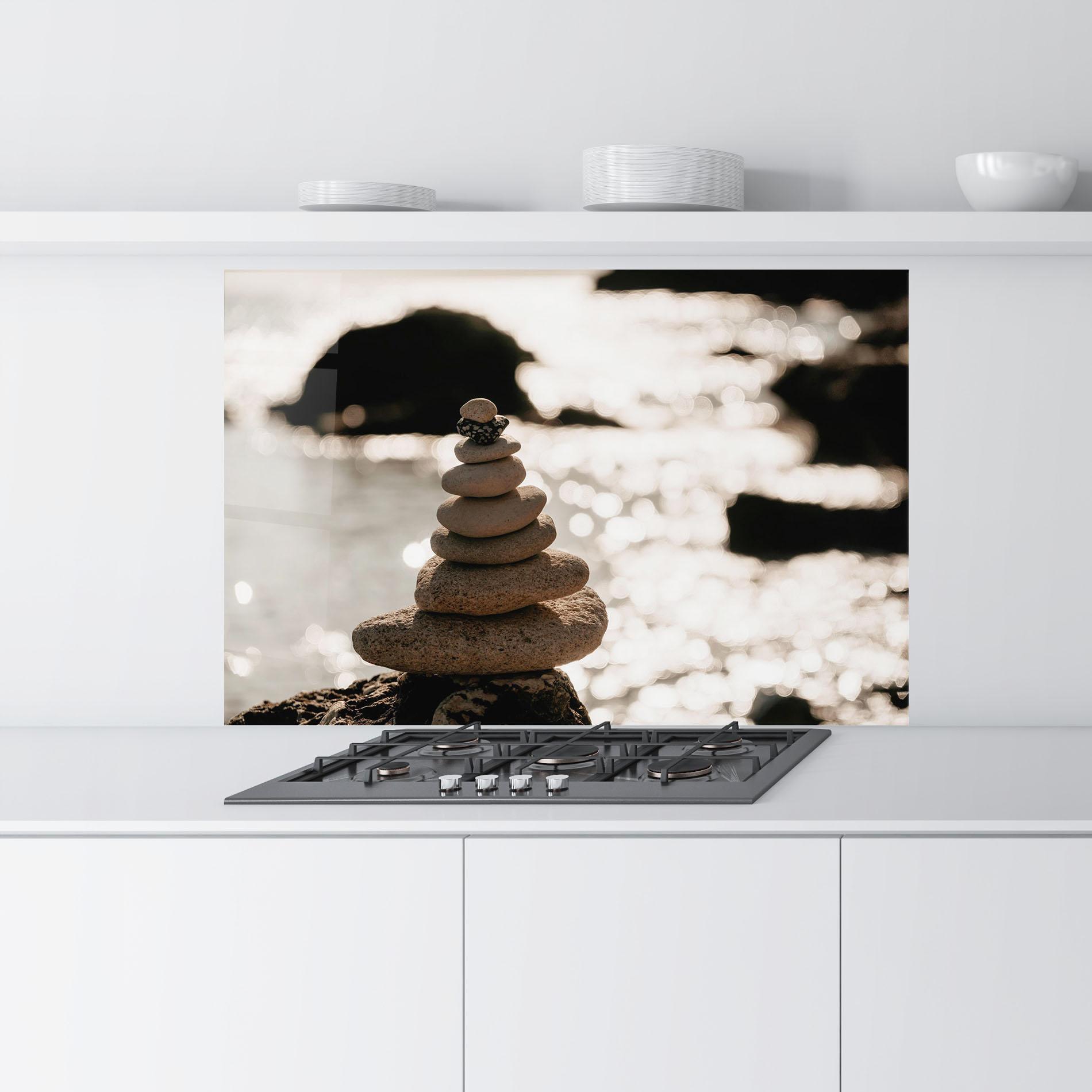 Стъклен панел за кухня Pyramid Stones mockup 9