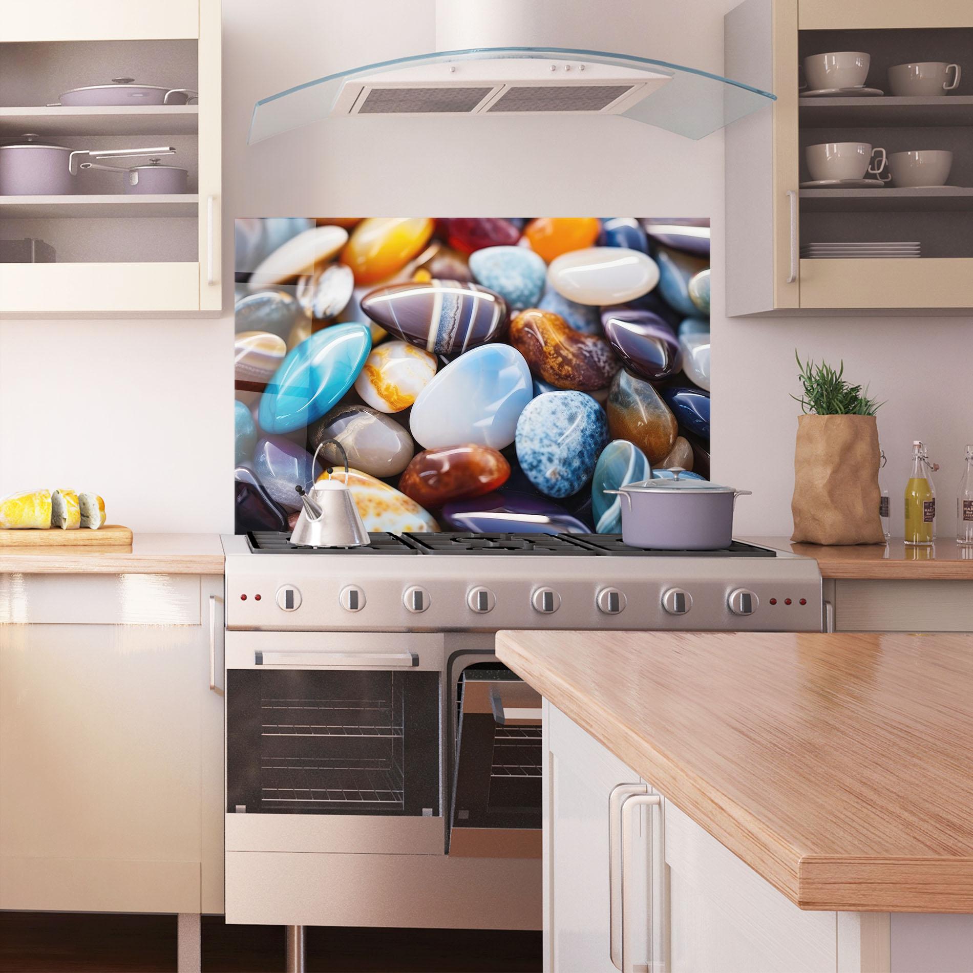 Стъклен панел за кухня Beach Gemstones mockup 1