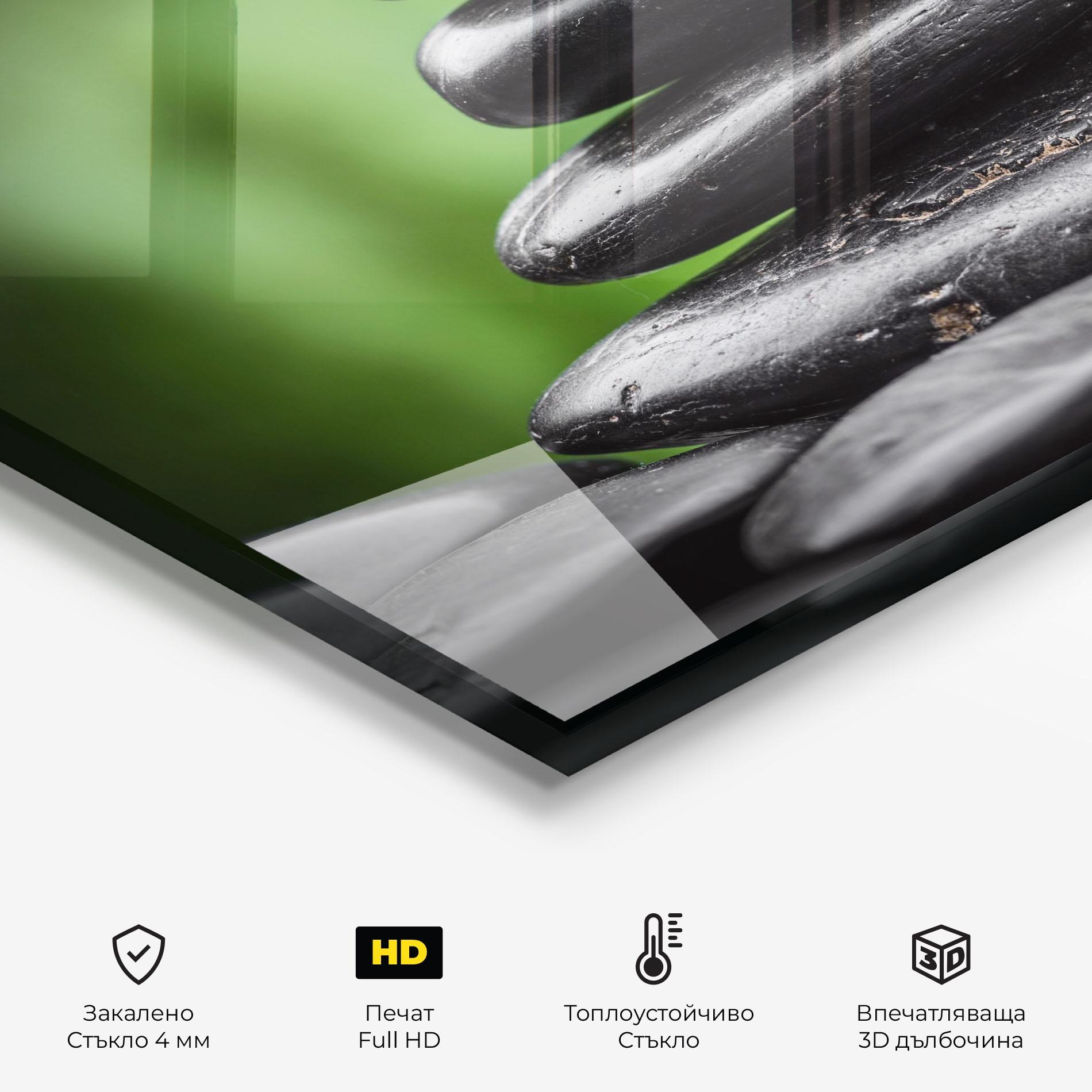 Стъклен панел за кухня Black Stone Meditation mockup 2