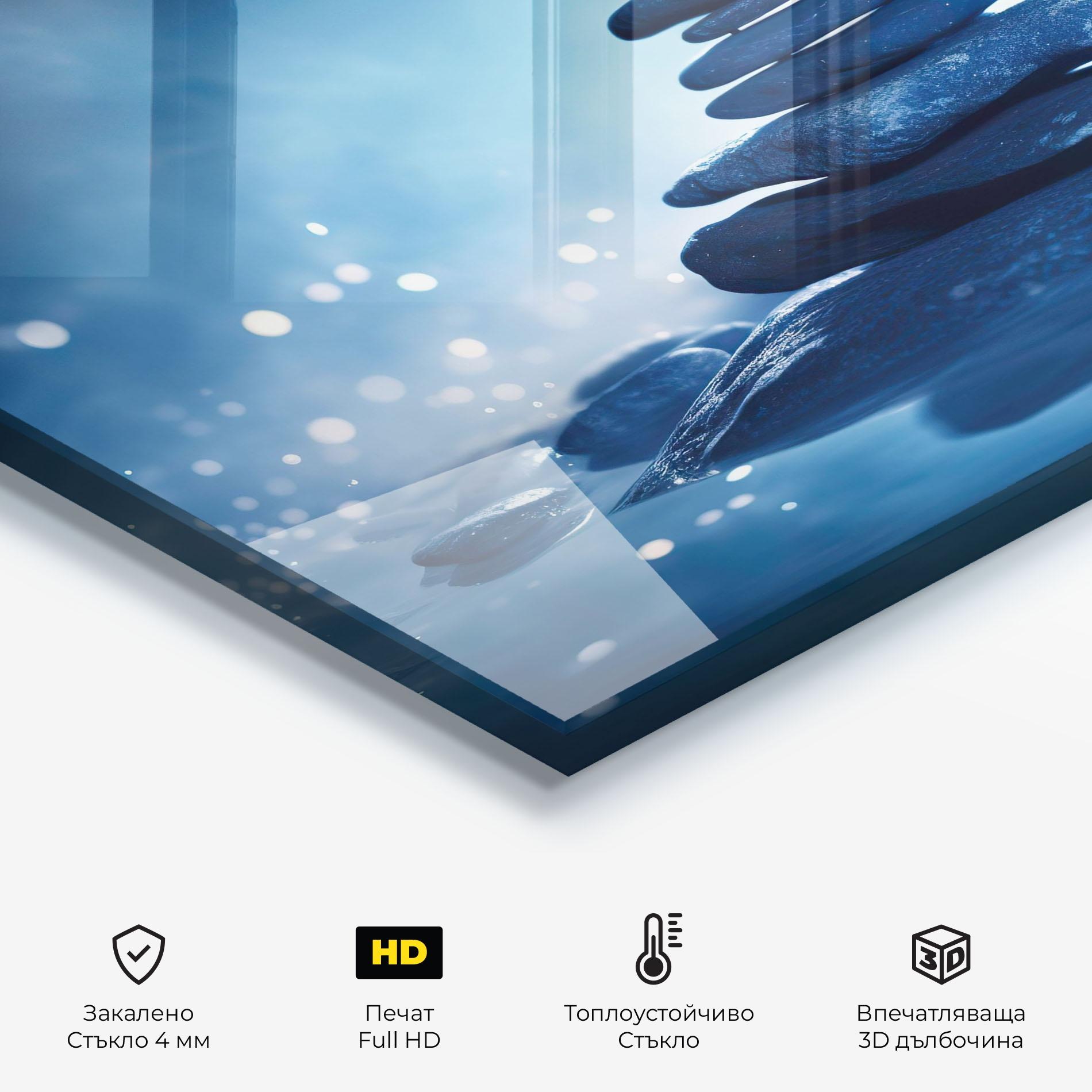 Стъклен панел за кухня Blue Light Stone mockup 2