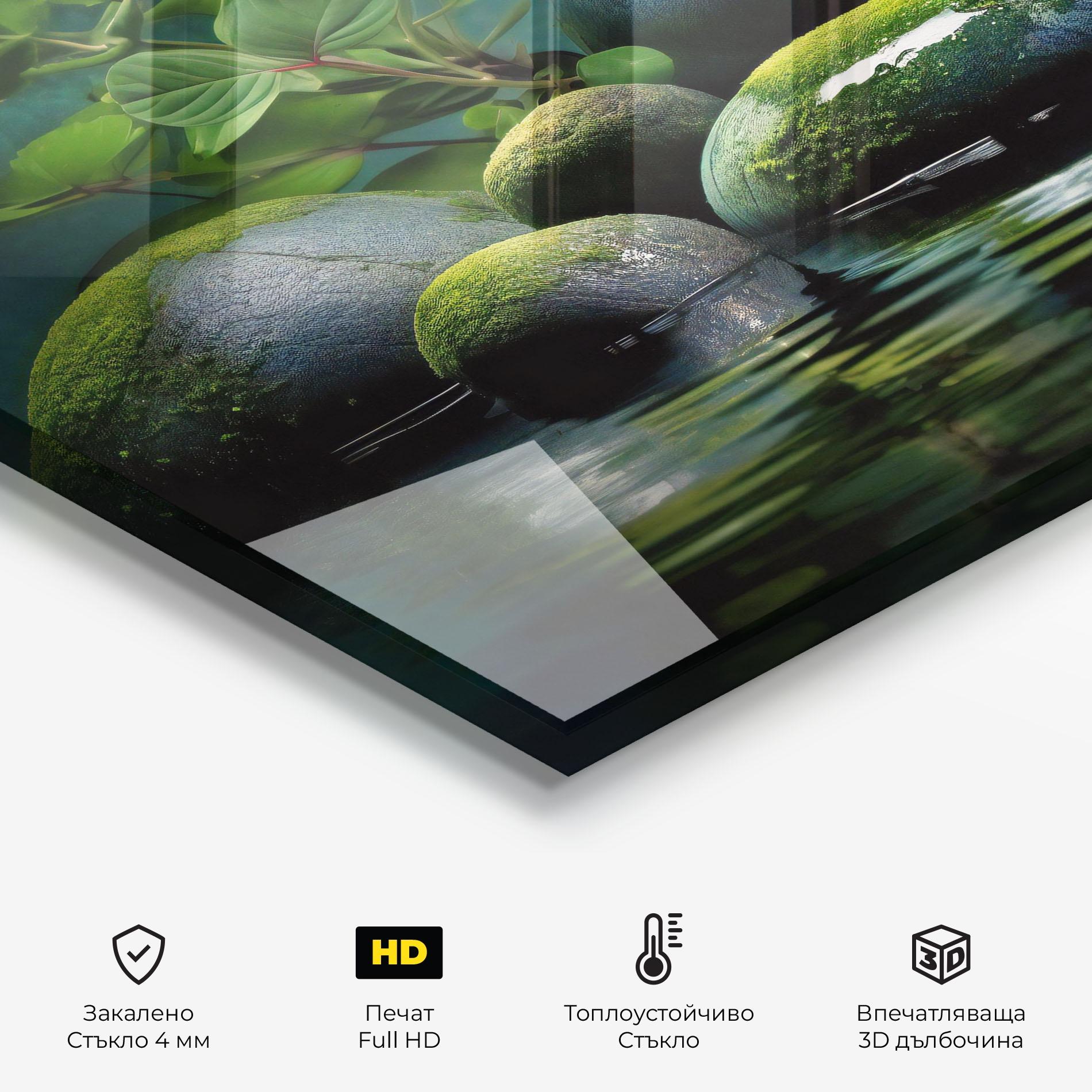 Стъклен панел за кухня Green Stone Nature mockup 2