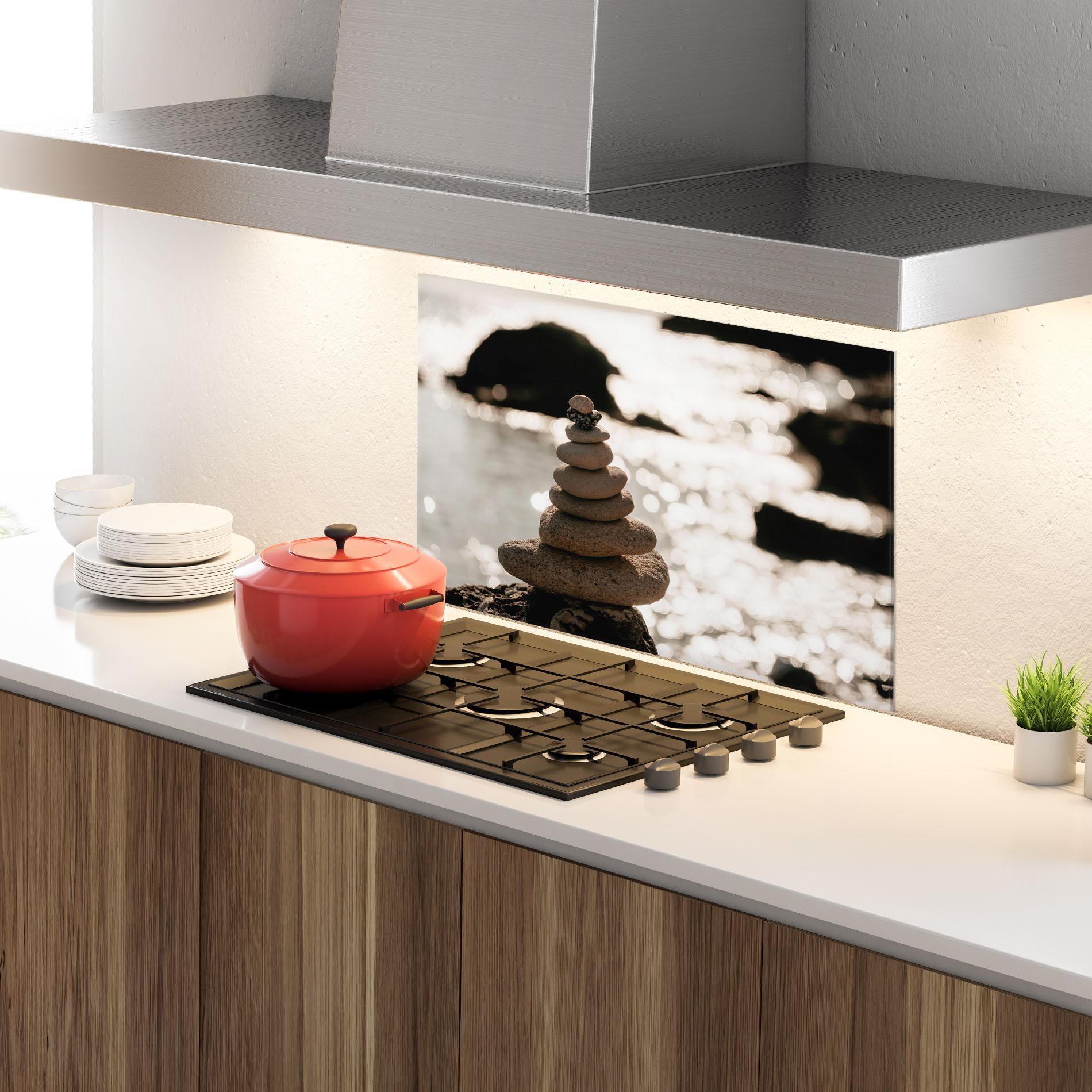 Стъклен панел за кухня Pyramid Stones mockup 4