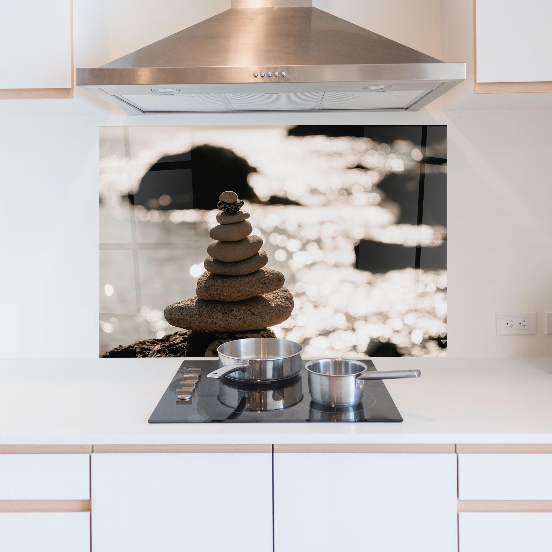 Стъклен панел за кухня Pyramid Stones mockup 5