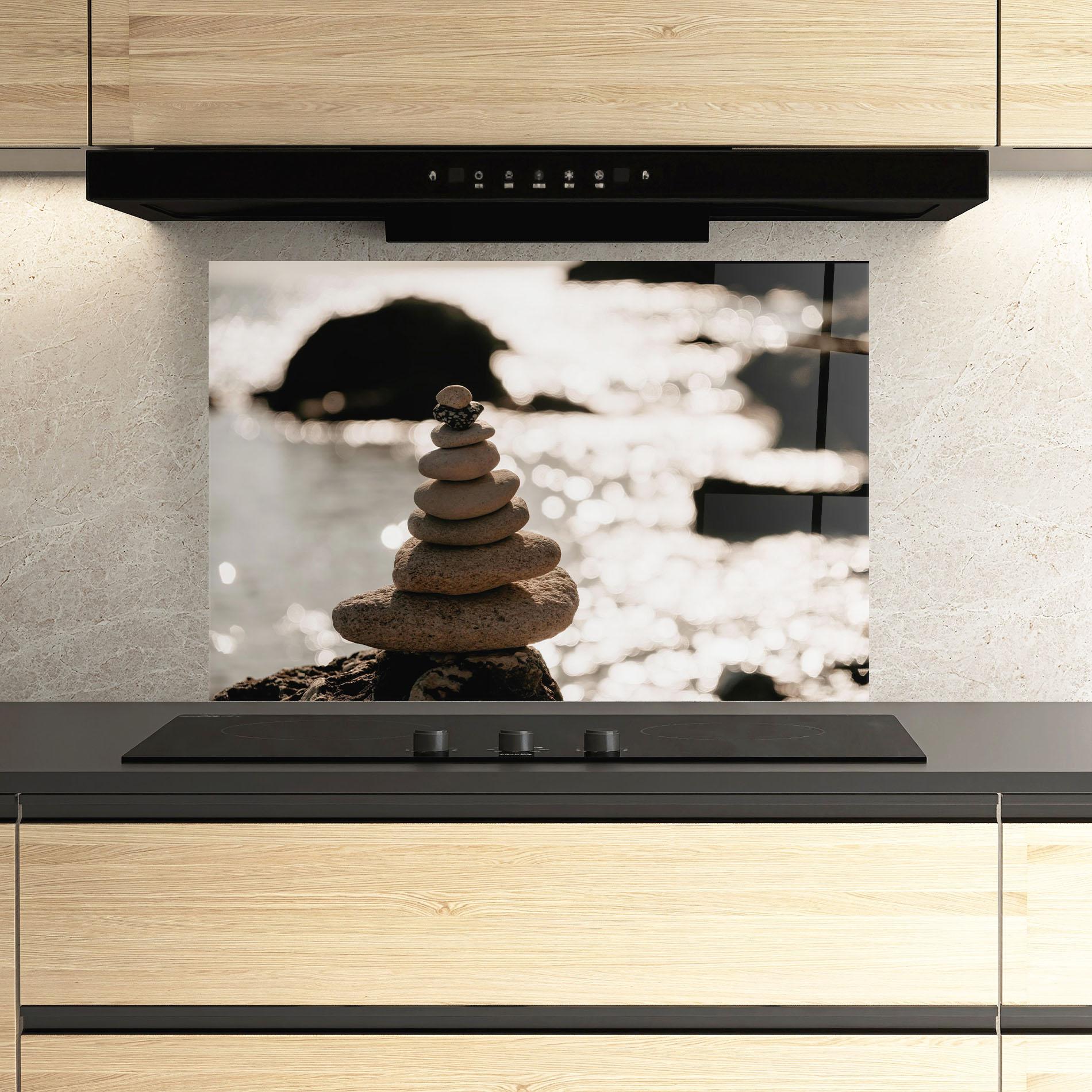 Стъклен панел за кухня Pyramid Stones mockup 3