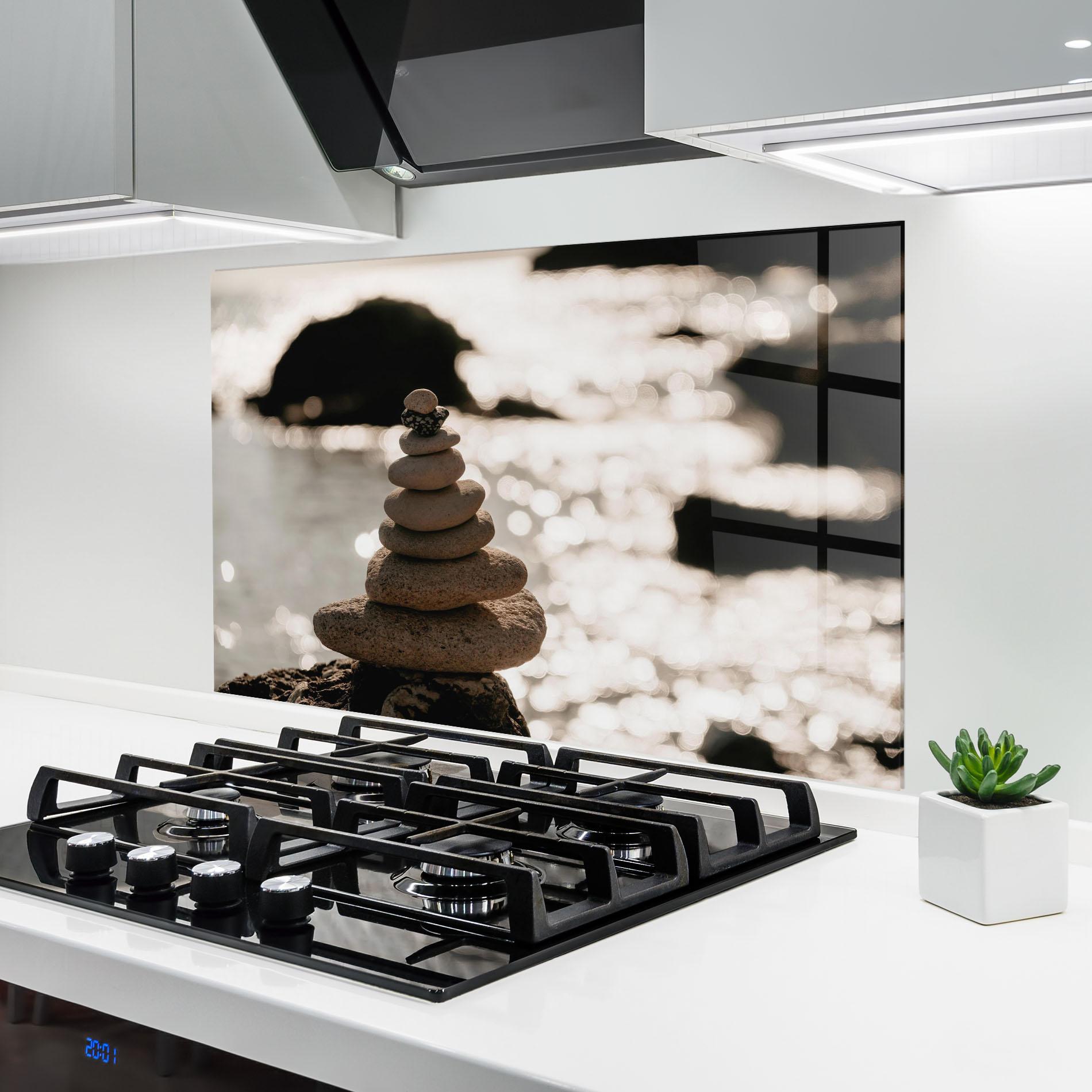 Стъклен панел за кухня Pyramid Stones mockup 6