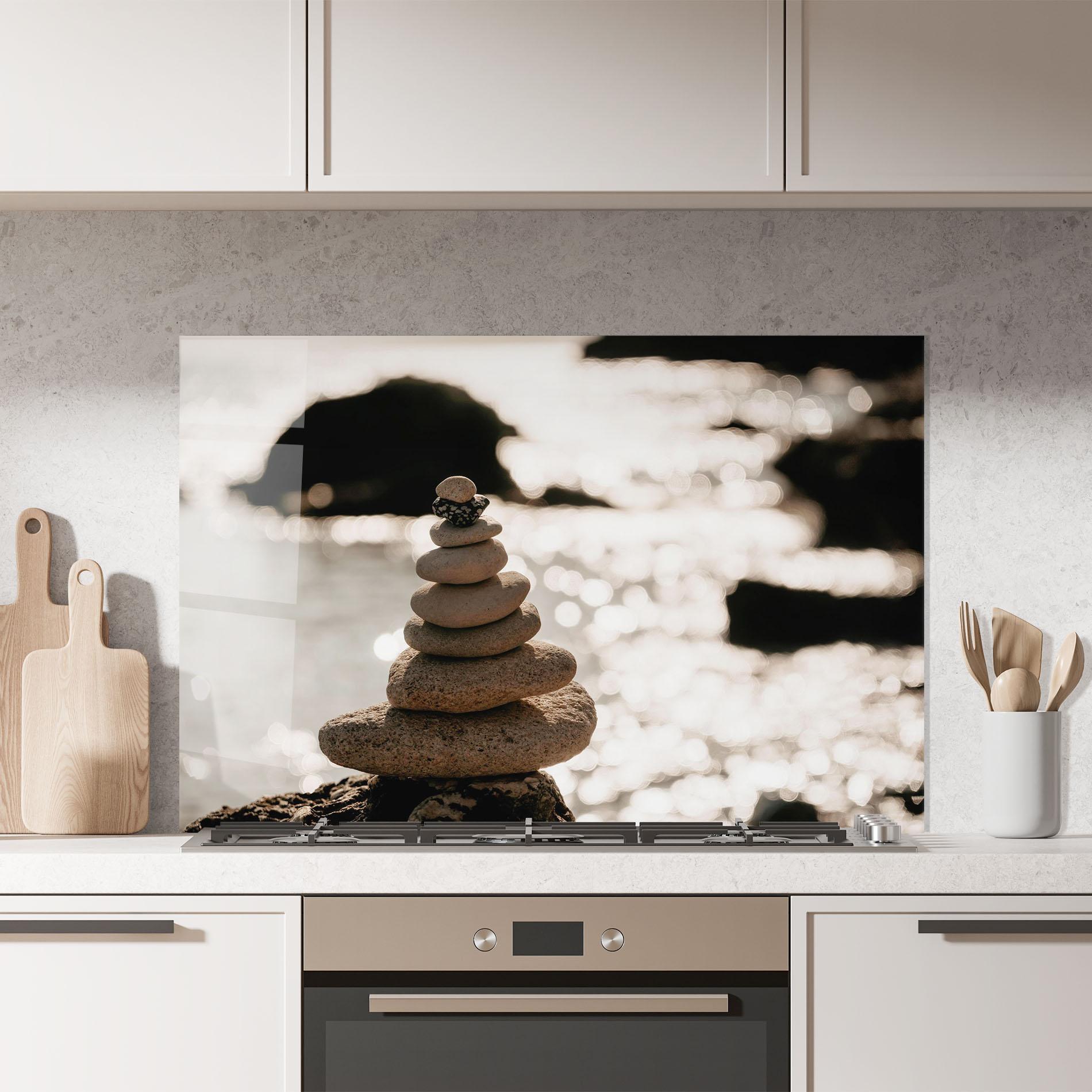 Стъклен панел за кухня Pyramid Stones mockup 7