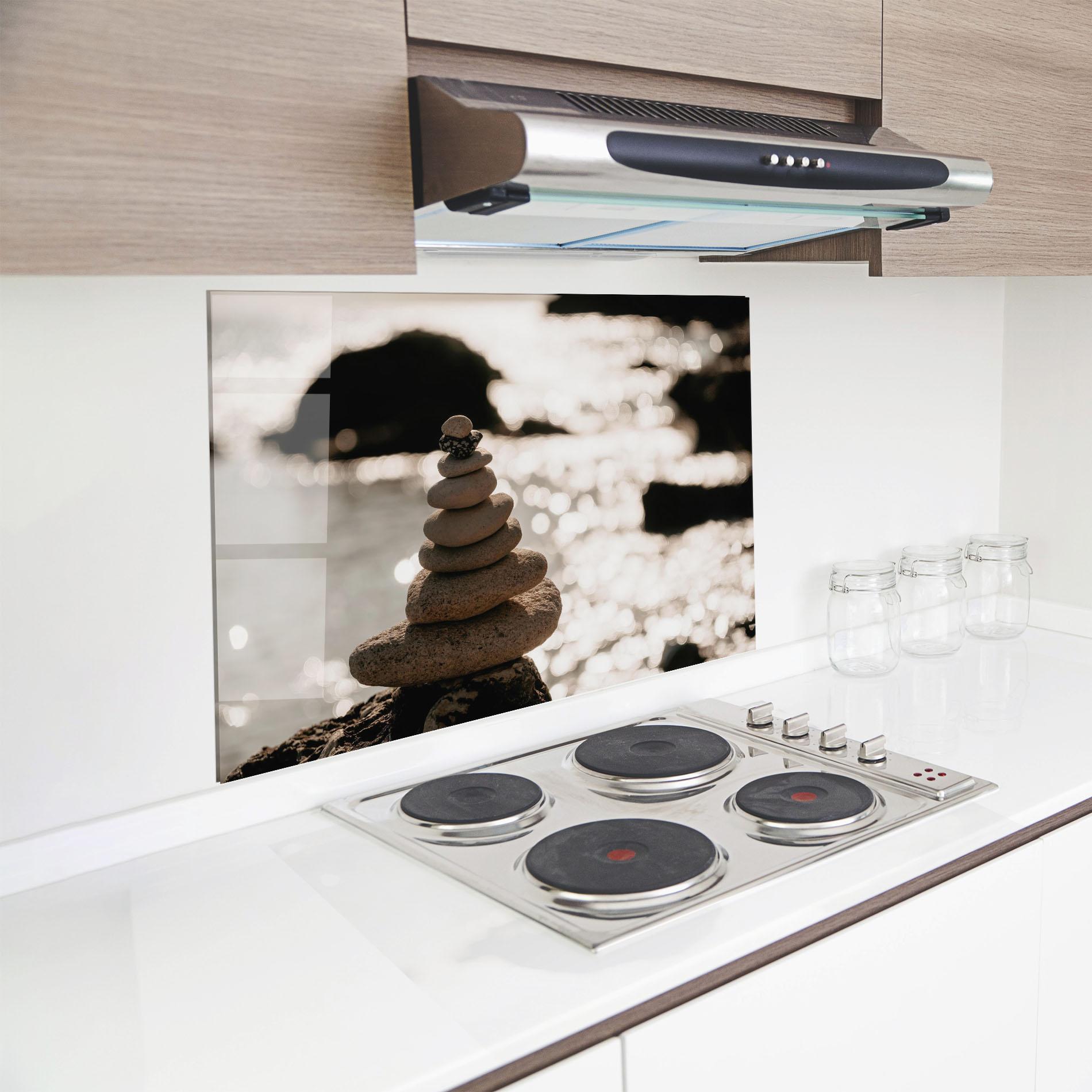 Стъклен панел за кухня Pyramid Stones mockup 8