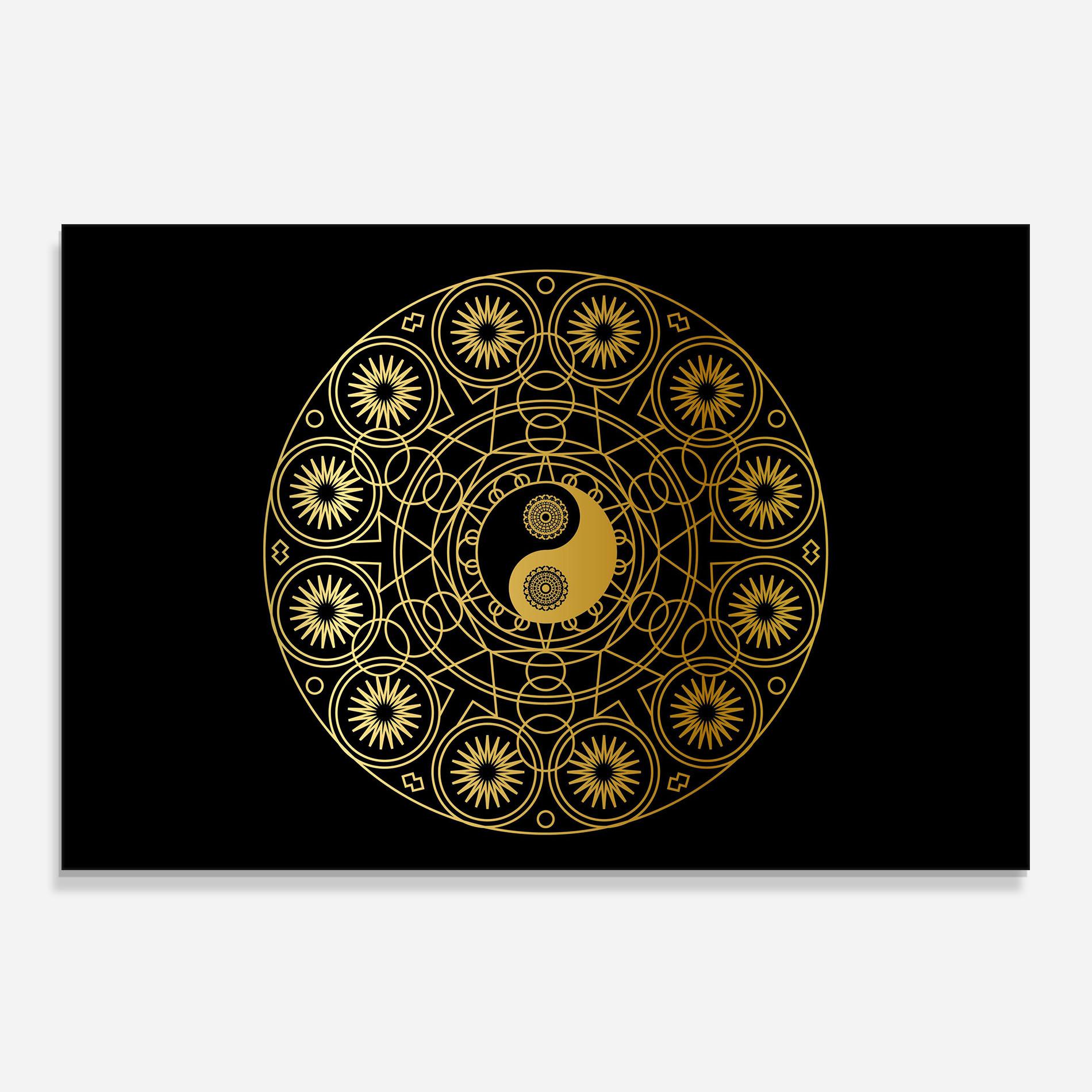 Стъклен панел за кухня Gold Meditation Mandala mockup 0