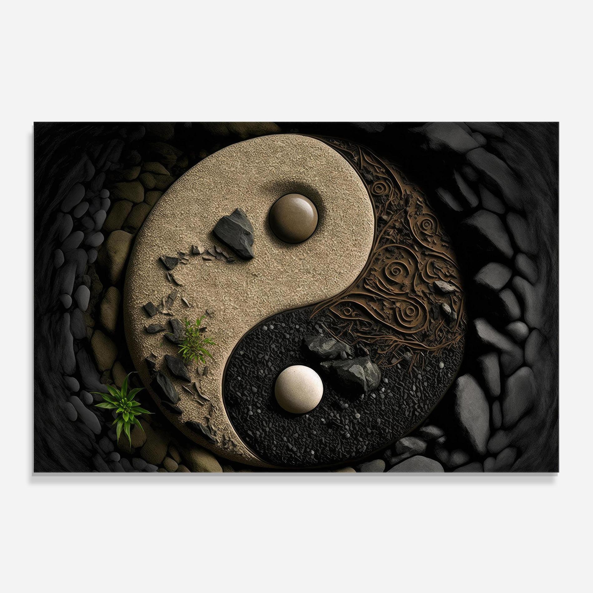 Стъклен панел за кухня Gray Pebbles Yinyang mockup 0