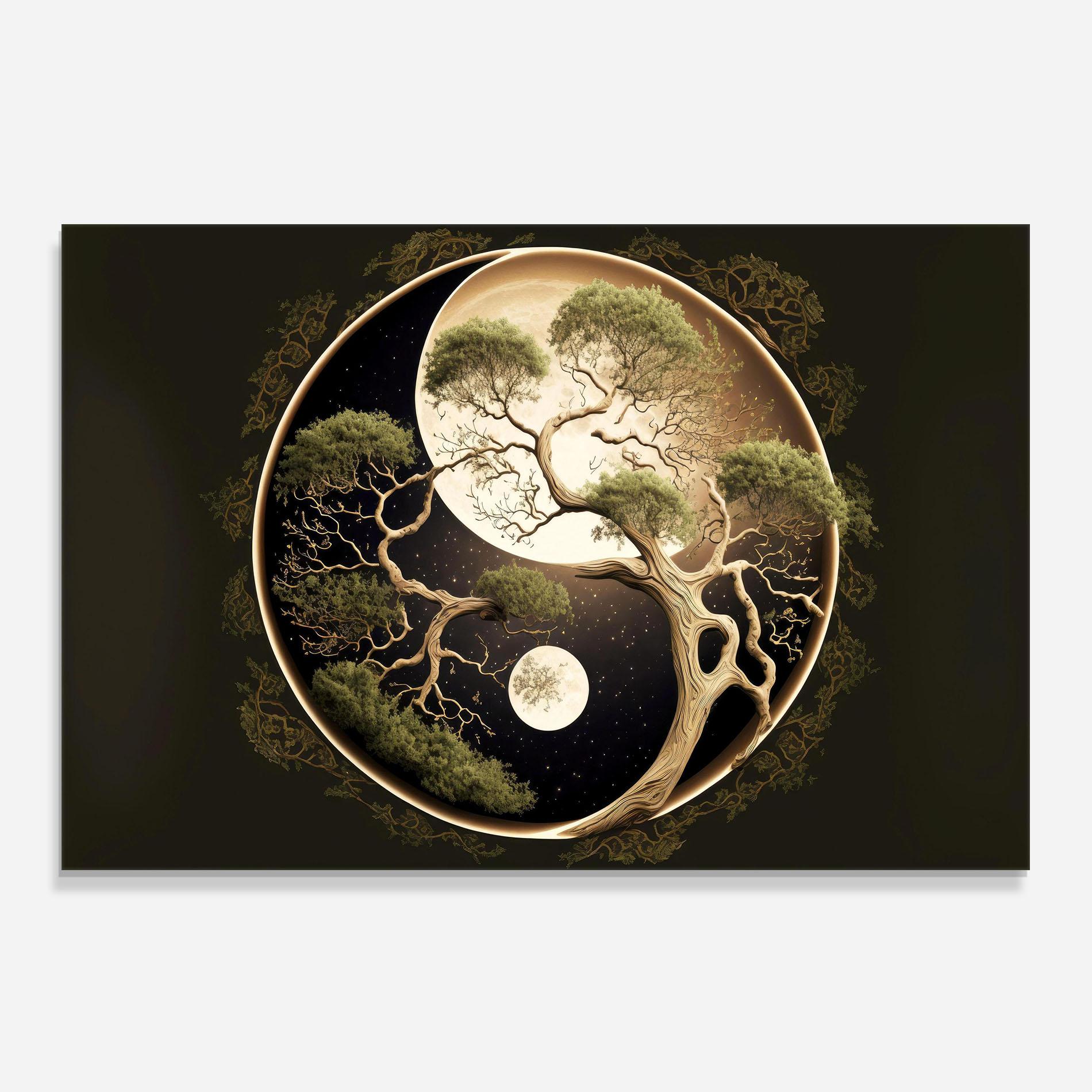 Стъклен панел за кухня Green Tree Yinyang mockup 0