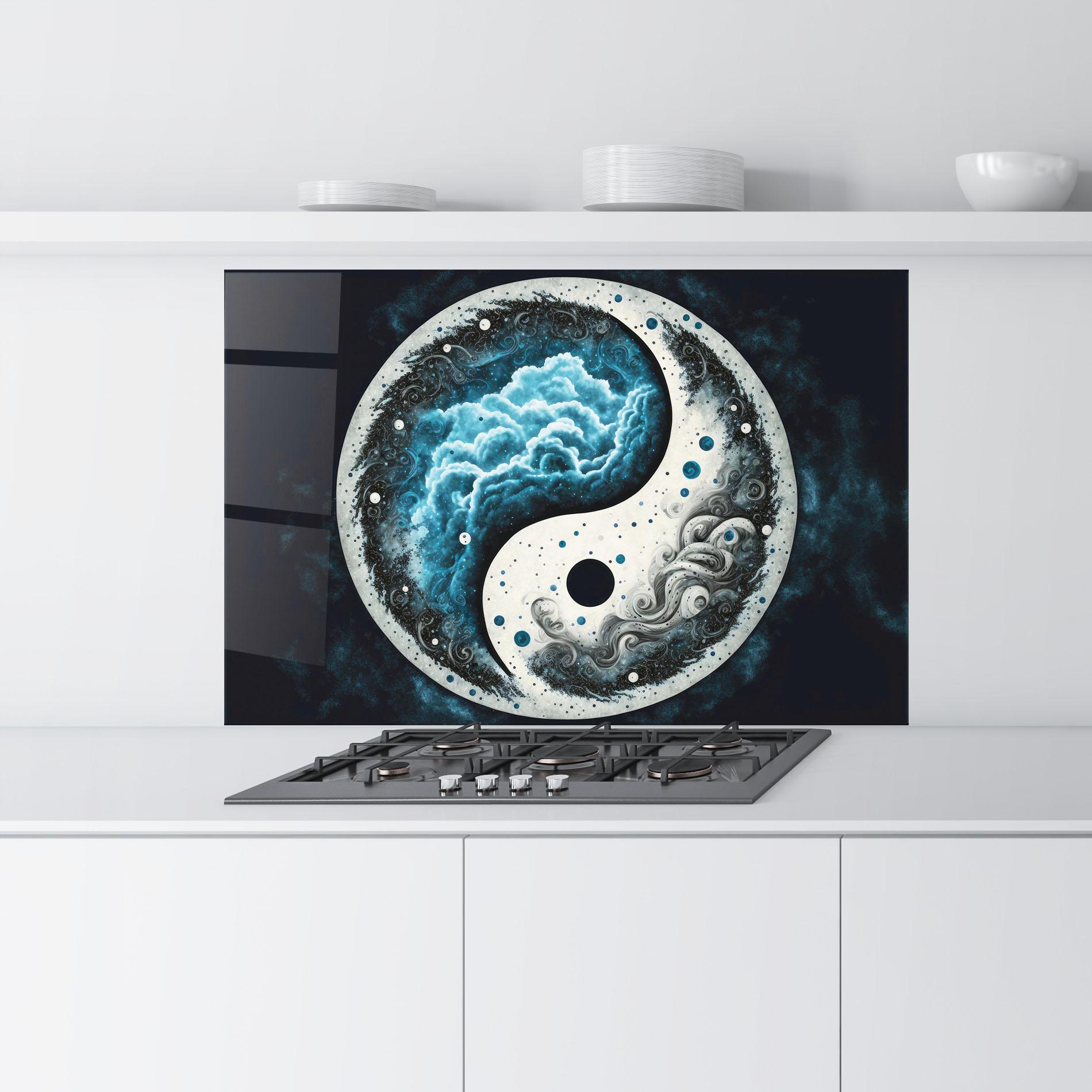 Стъклен панел за кухня Cloudy Yinyang mockup 9