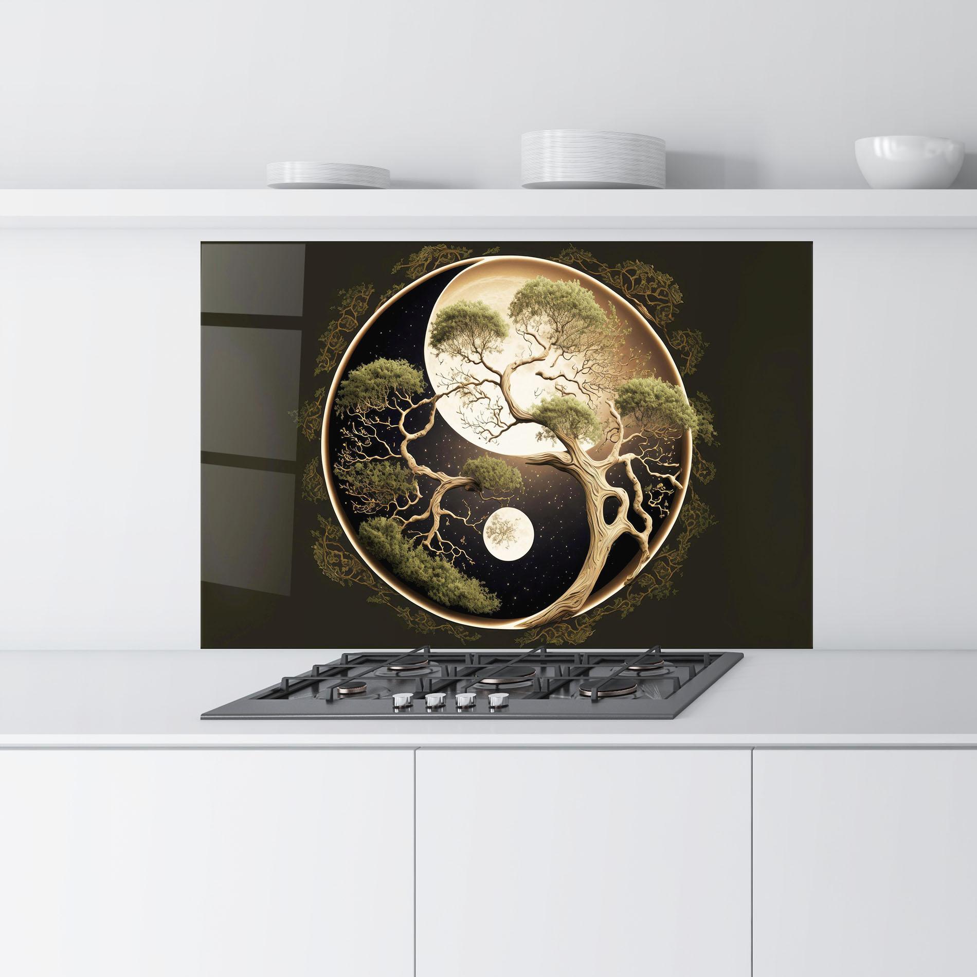 Стъклен панел за кухня Green Tree Yinyang mockup 9