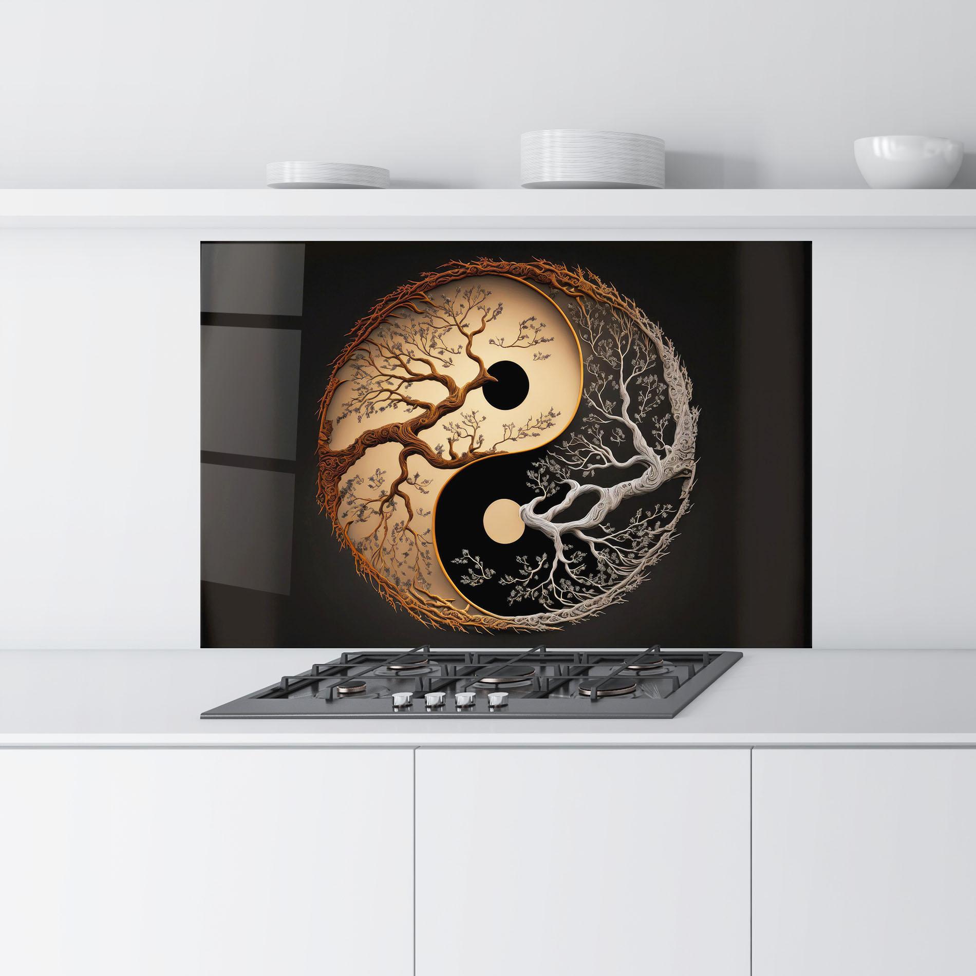 Стъклен панел за кухня Old Tree Yinyang mockup 9