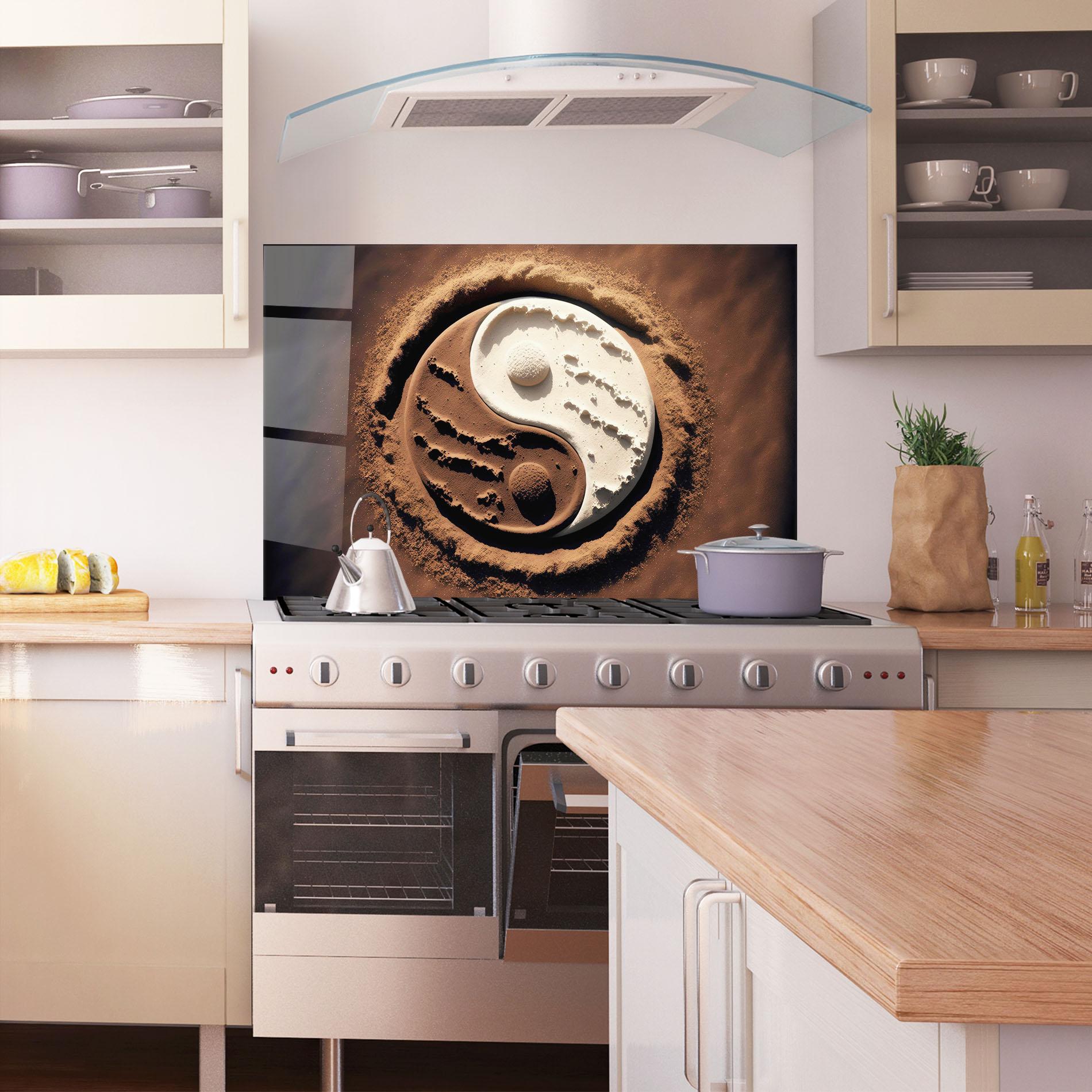 Стъклен панел за кухня Earth Yinyang mockup 1