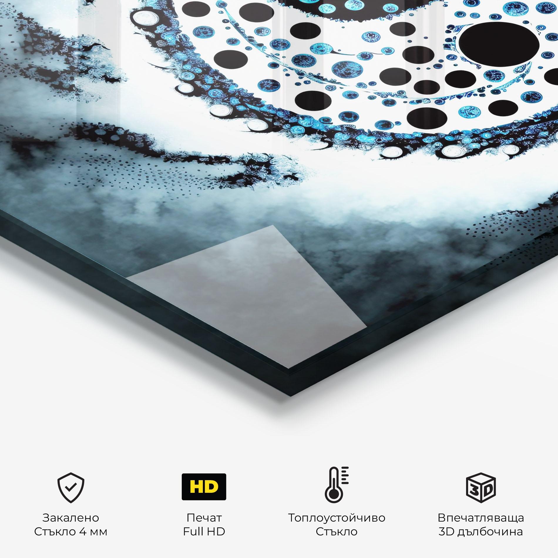 Стъклен панел за кухня Blue White Yinyang mockup 2