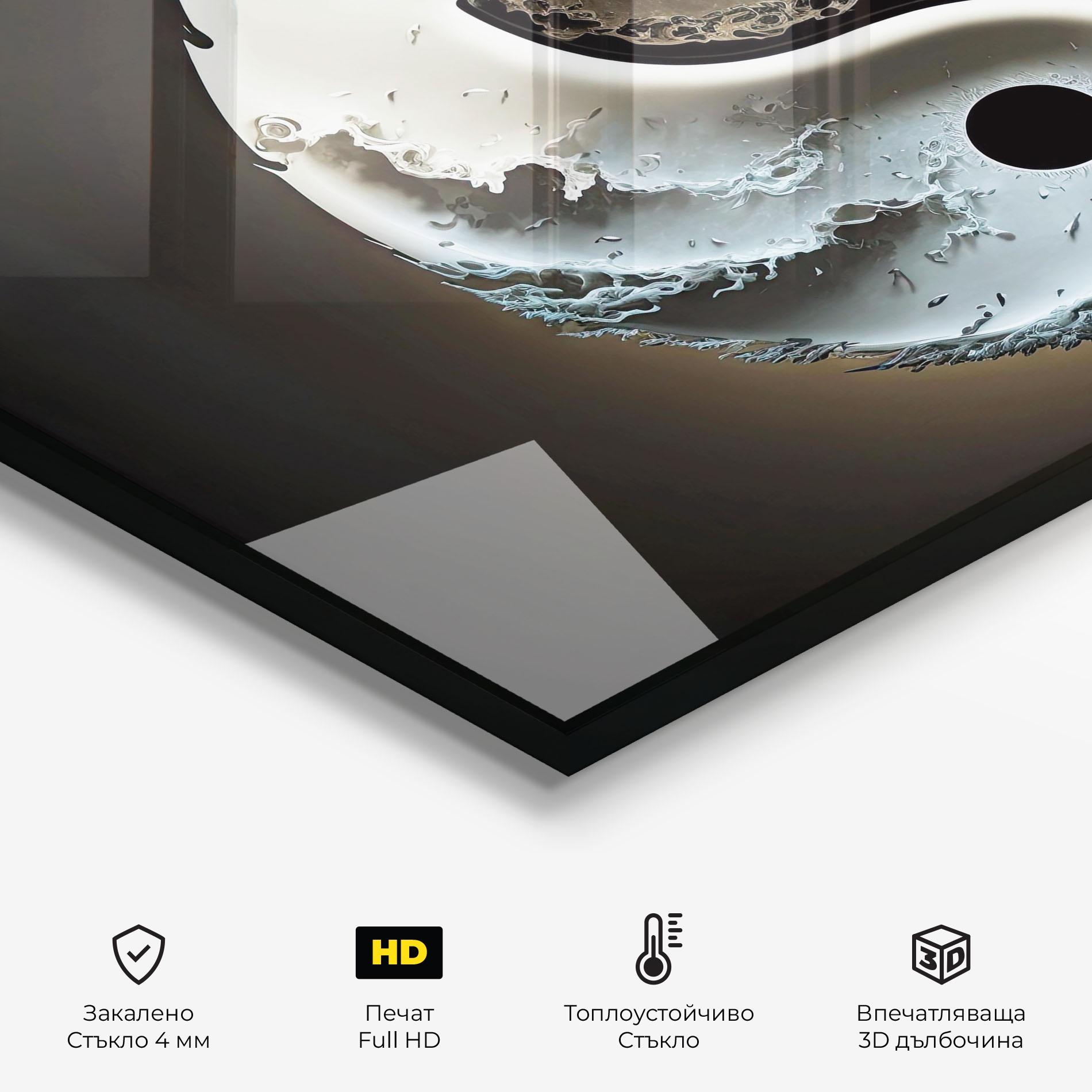 Стъклен панел за кухня Brown Smoke Yinyang mockup 2