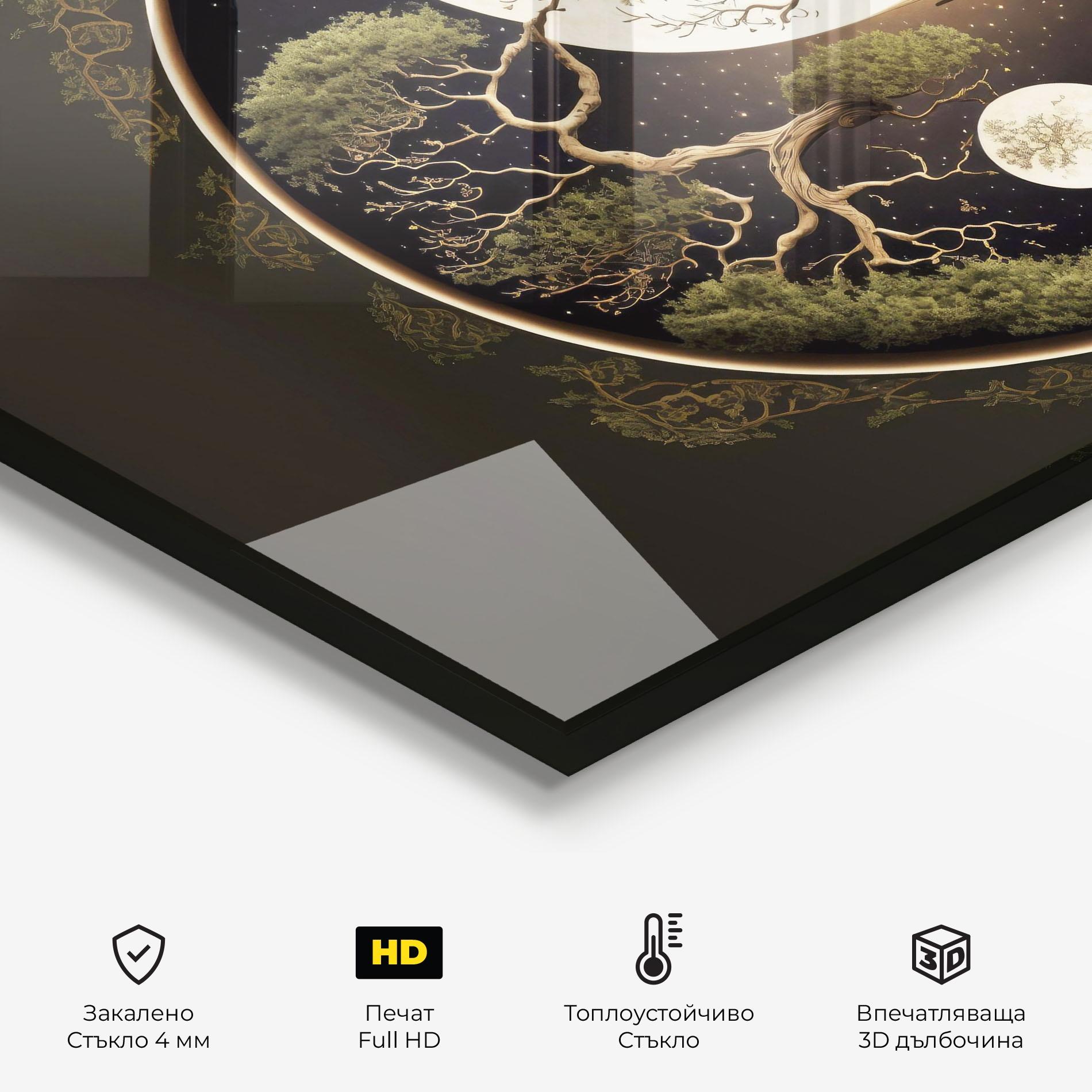 Стъклен панел за кухня Green Tree Yinyang mockup 2