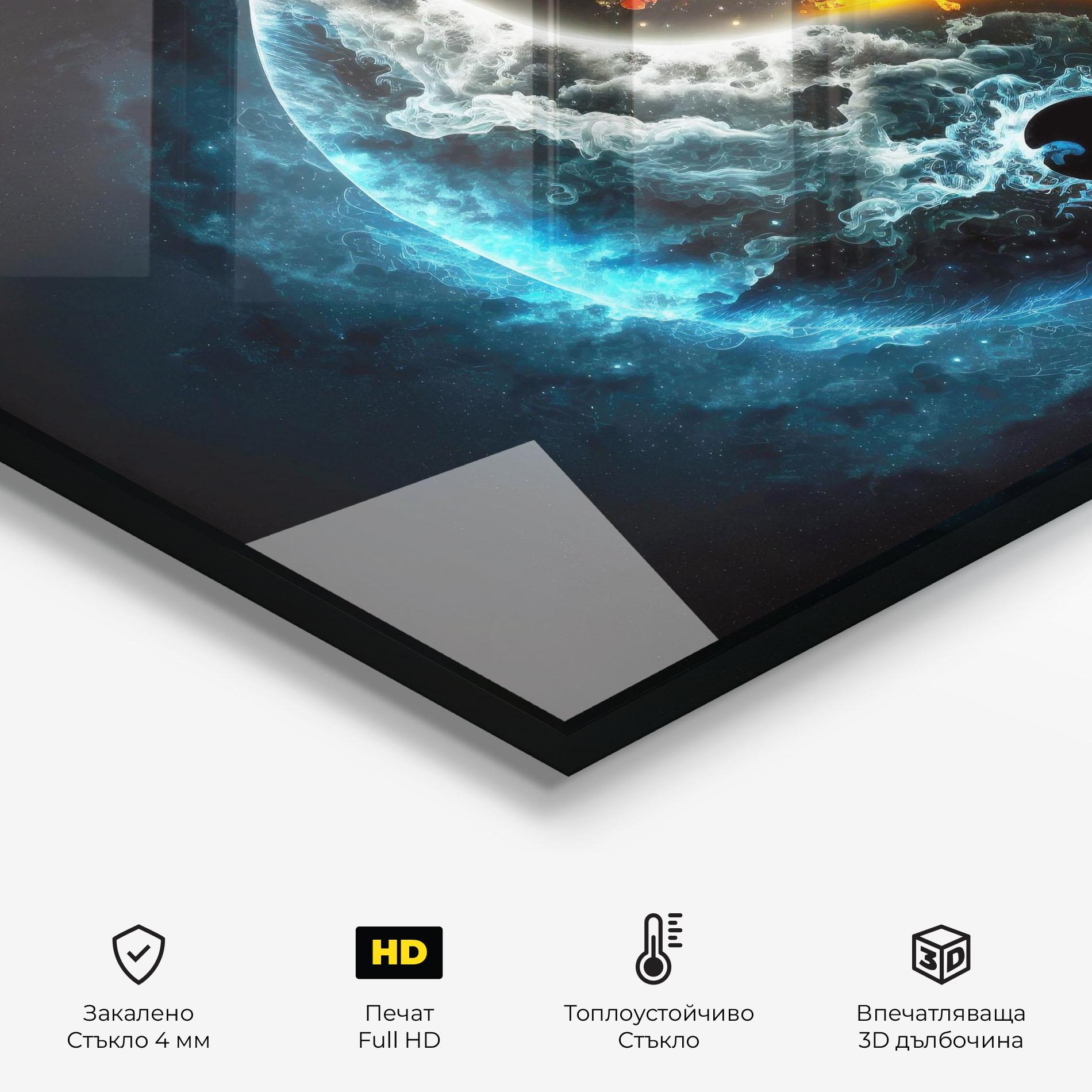 Стъклен панел за кухня Red Blue Yin Yang mockup 2