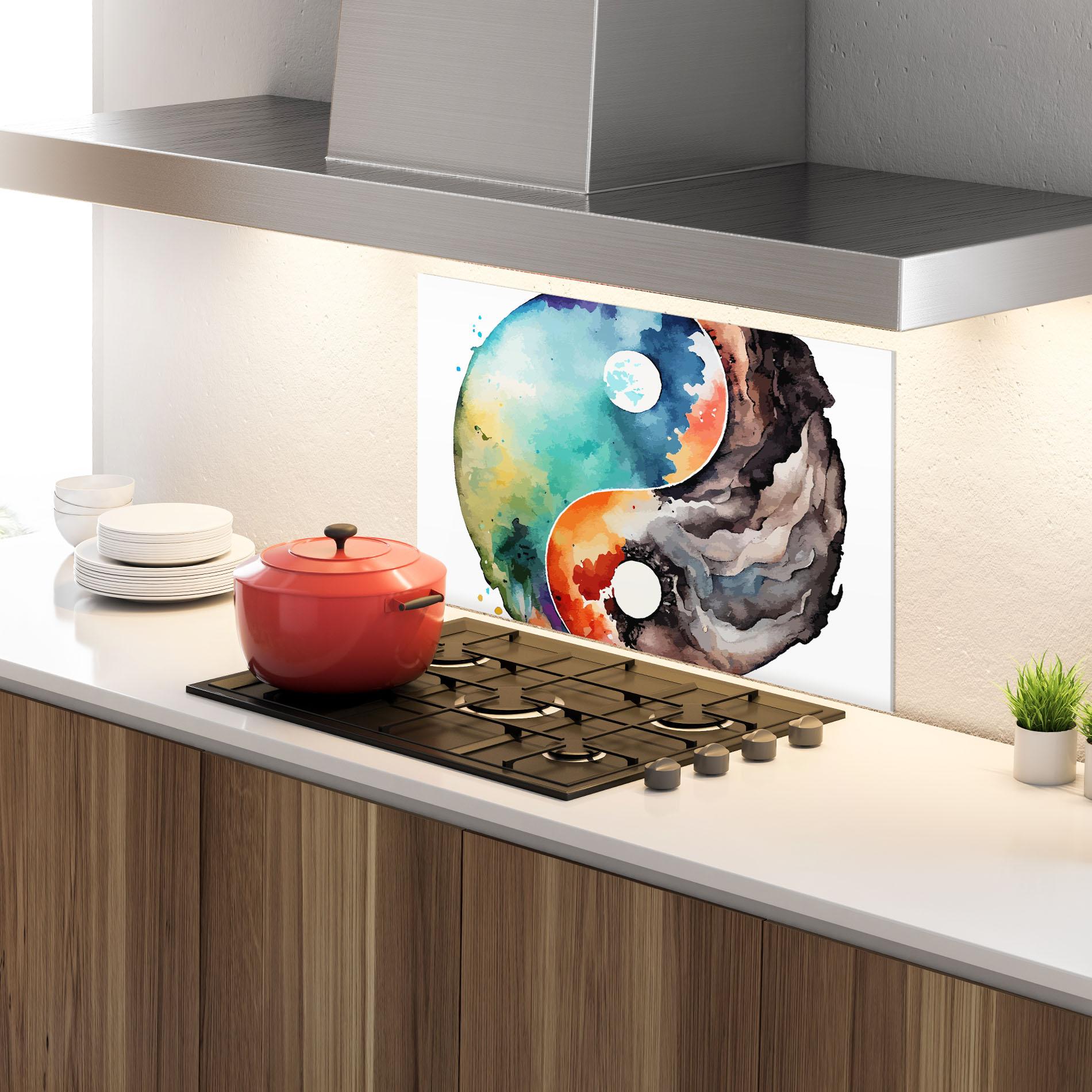 Стъклен панел за кухня Earth Yinyang Art mockup 4