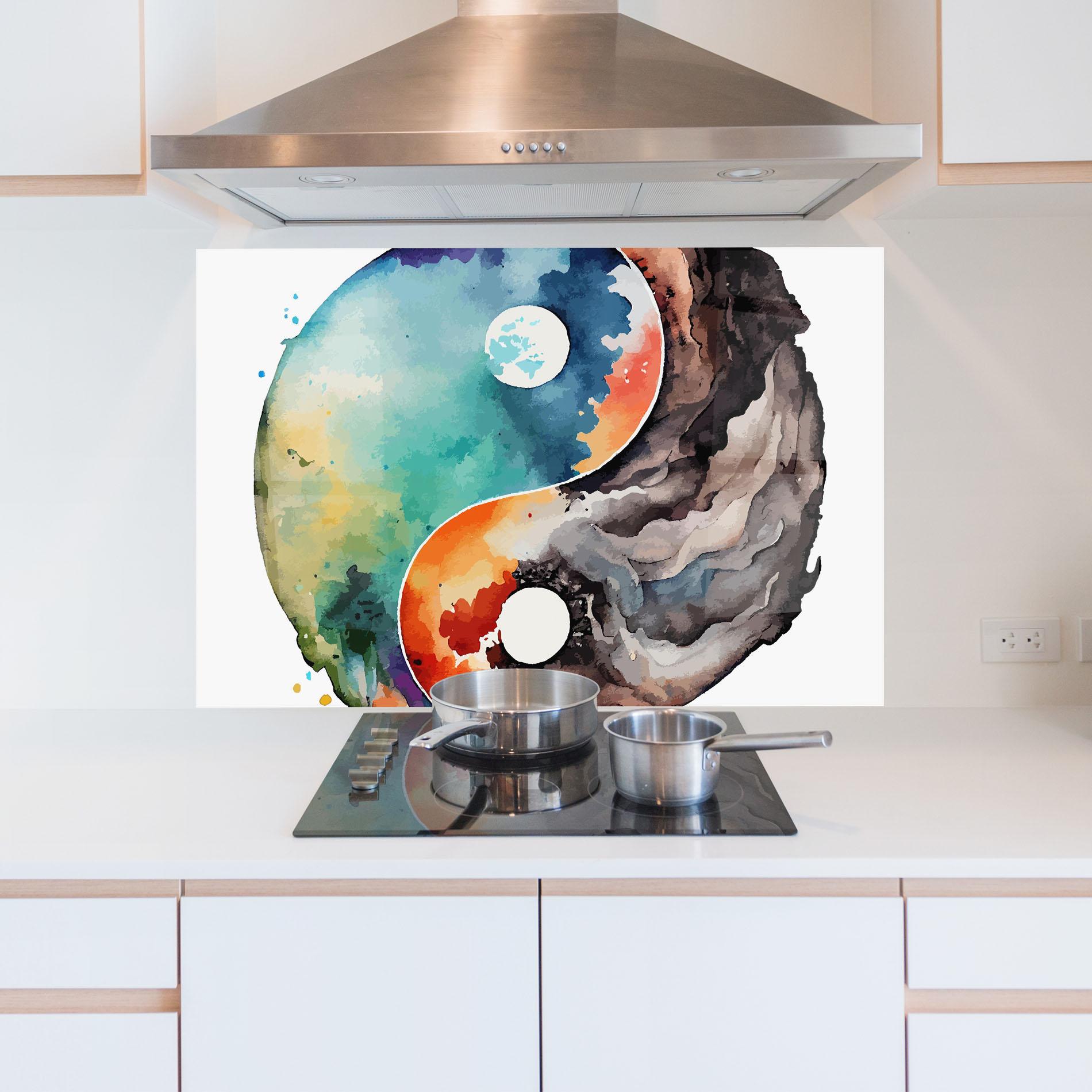 Стъклен панел за кухня Earth Yinyang Art mockup 5