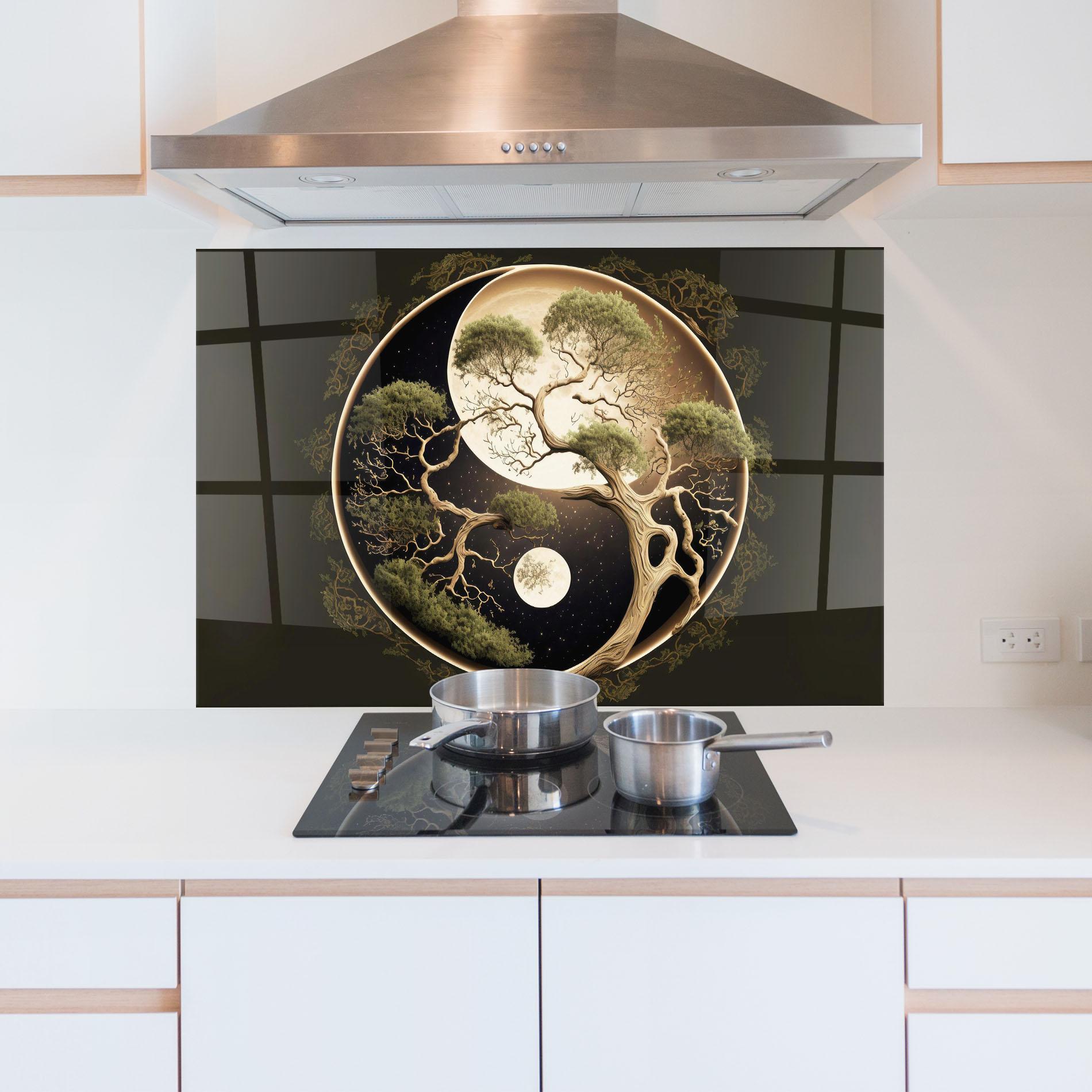 Стъклен панел за кухня Green Tree Yinyang mockup 5