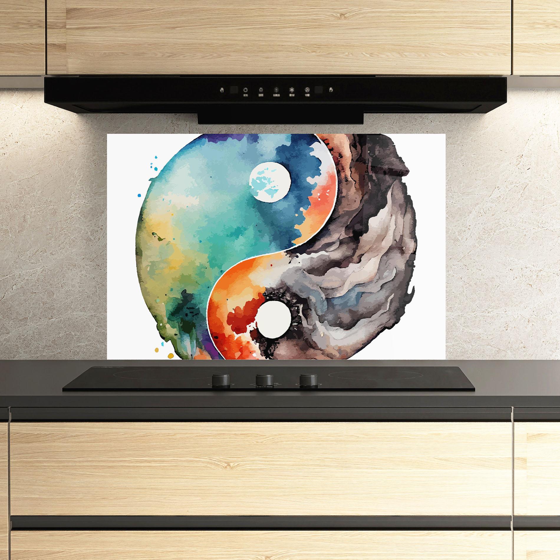 Стъклен панел за кухня Earth Yinyang Art mockup 3