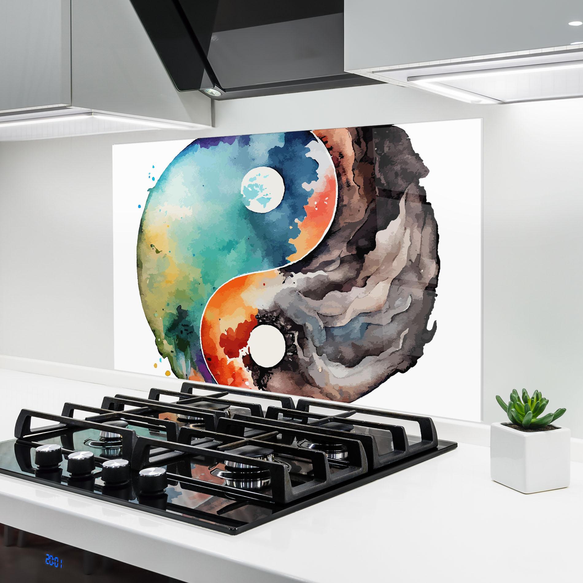 Стъклен панел за кухня Earth Yinyang Art mockup 6