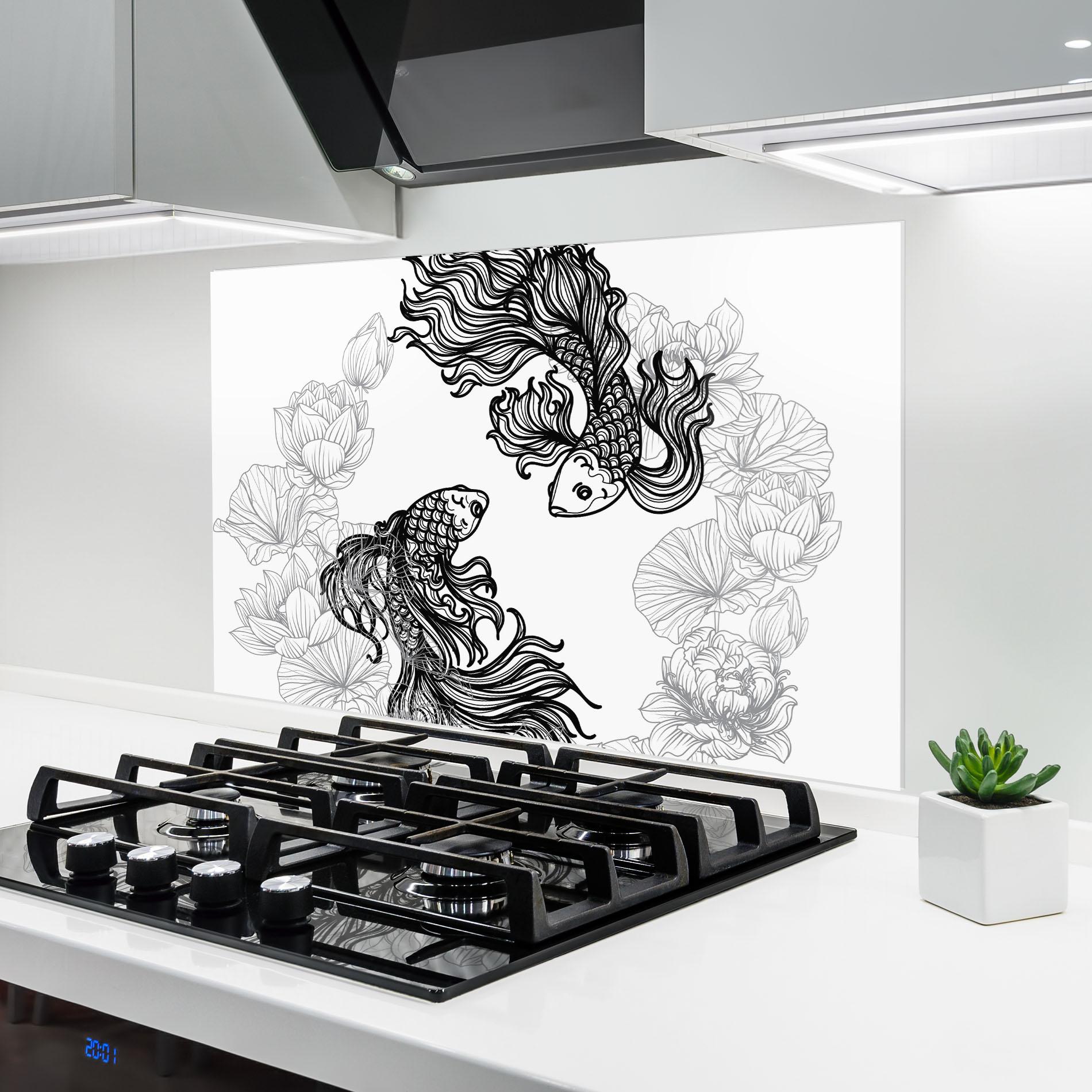 Стъклен панел за кухня Fish Yinyang mockup 6