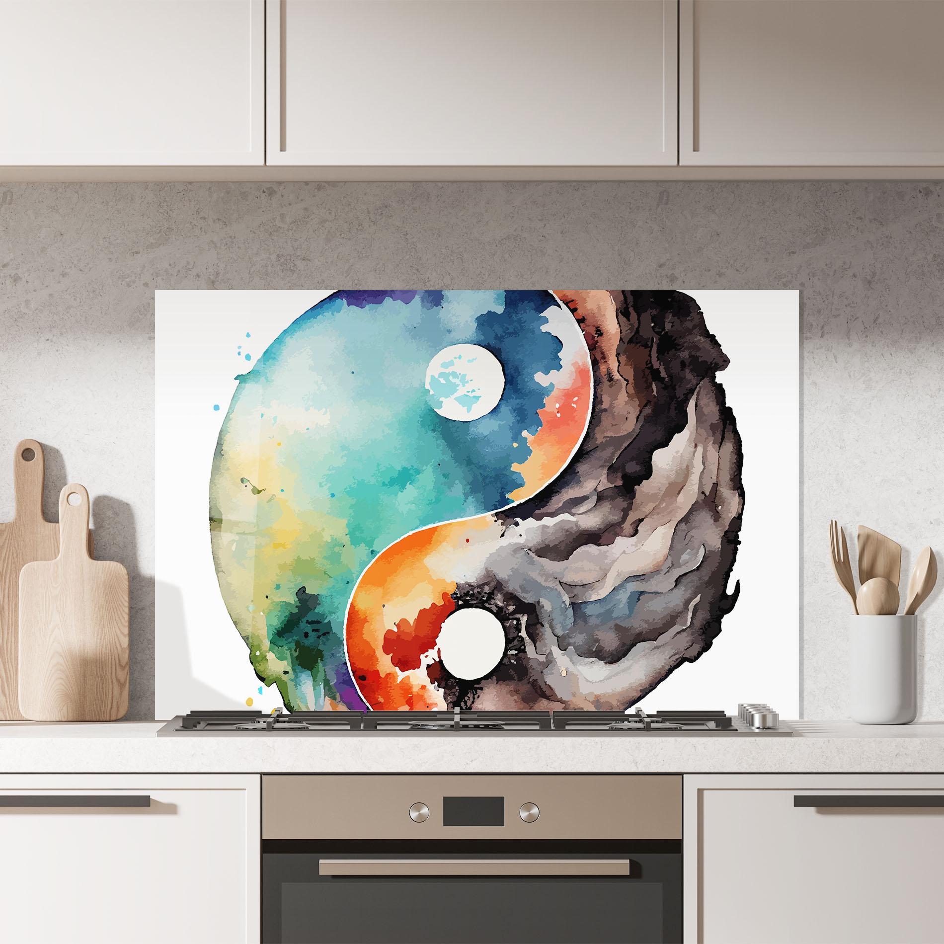 Стъклен панел за кухня Earth Yinyang Art mockup 7