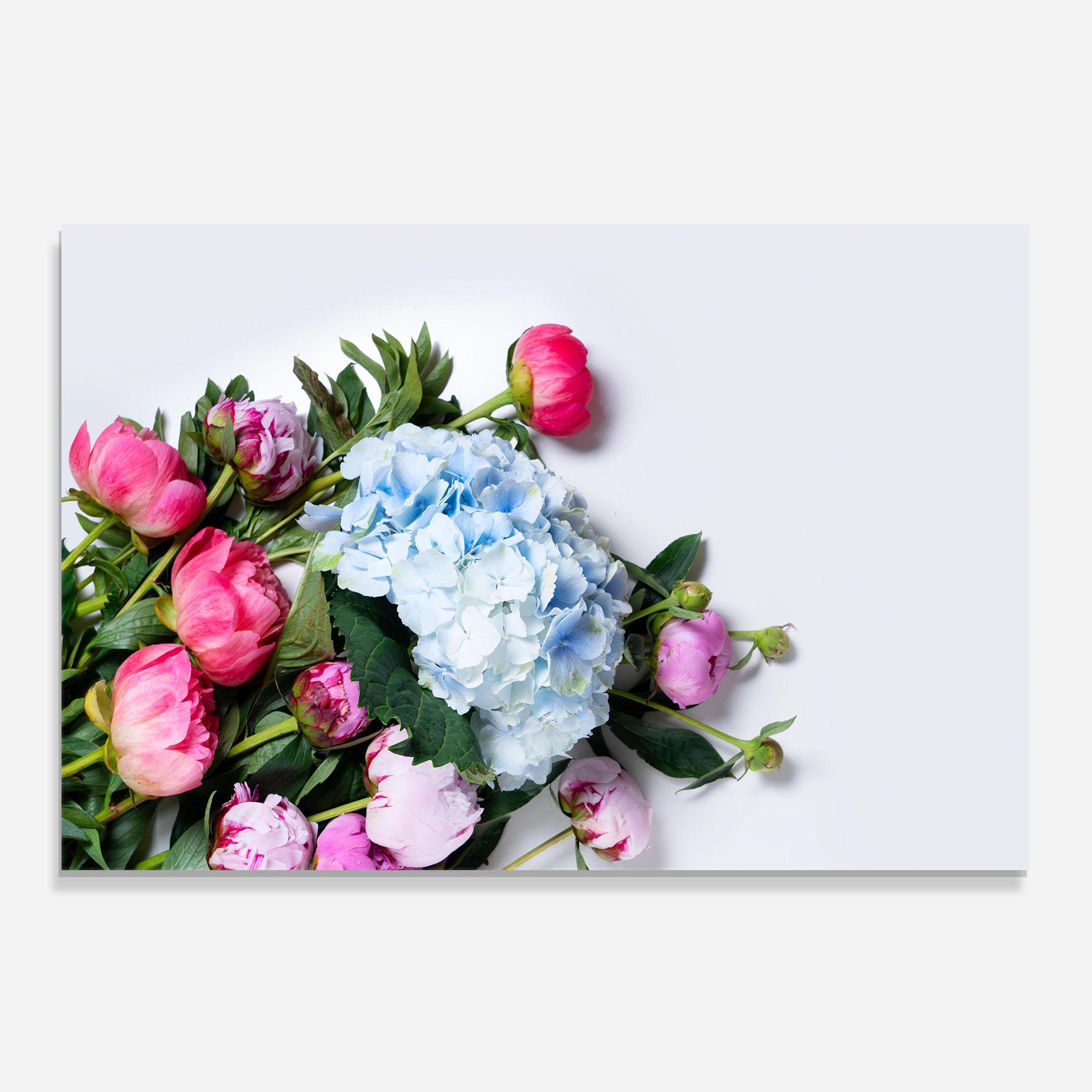 Стъклен панел за кухня Blue Pink Bouquet mockup 0
