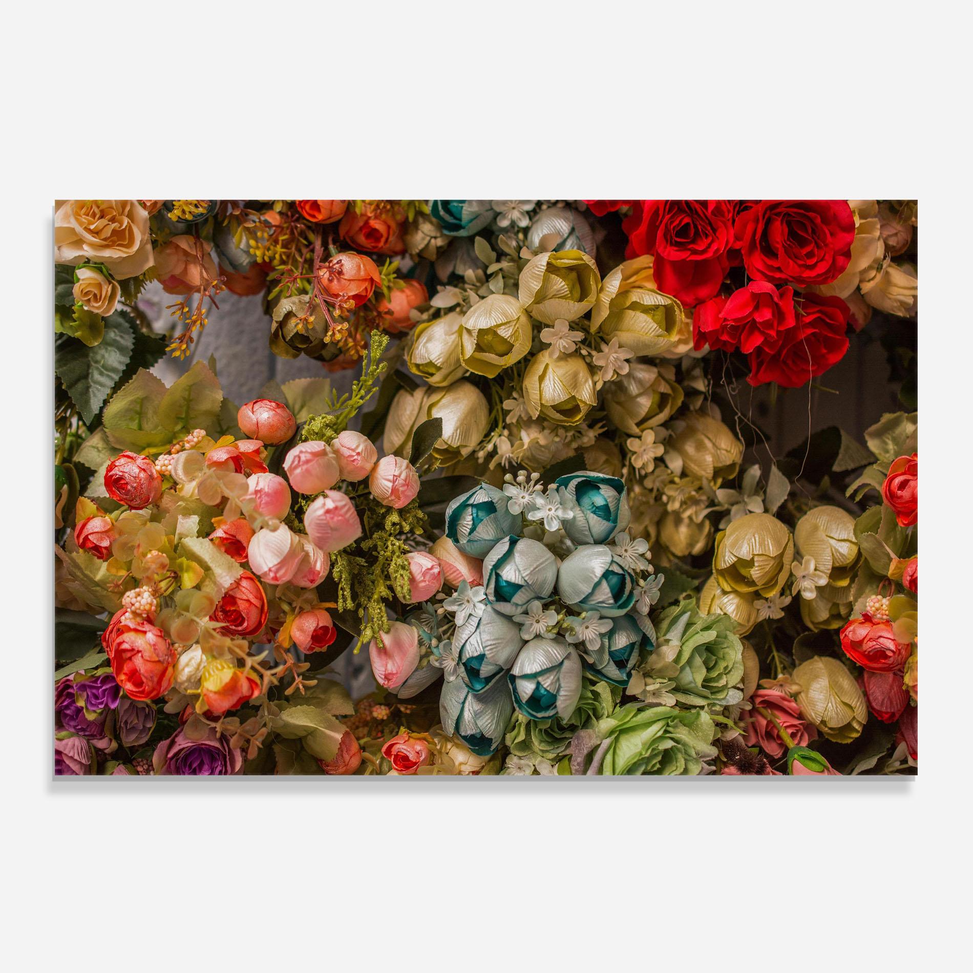 Стъклен панел за кухня Fake Flowers Wall mockup 0