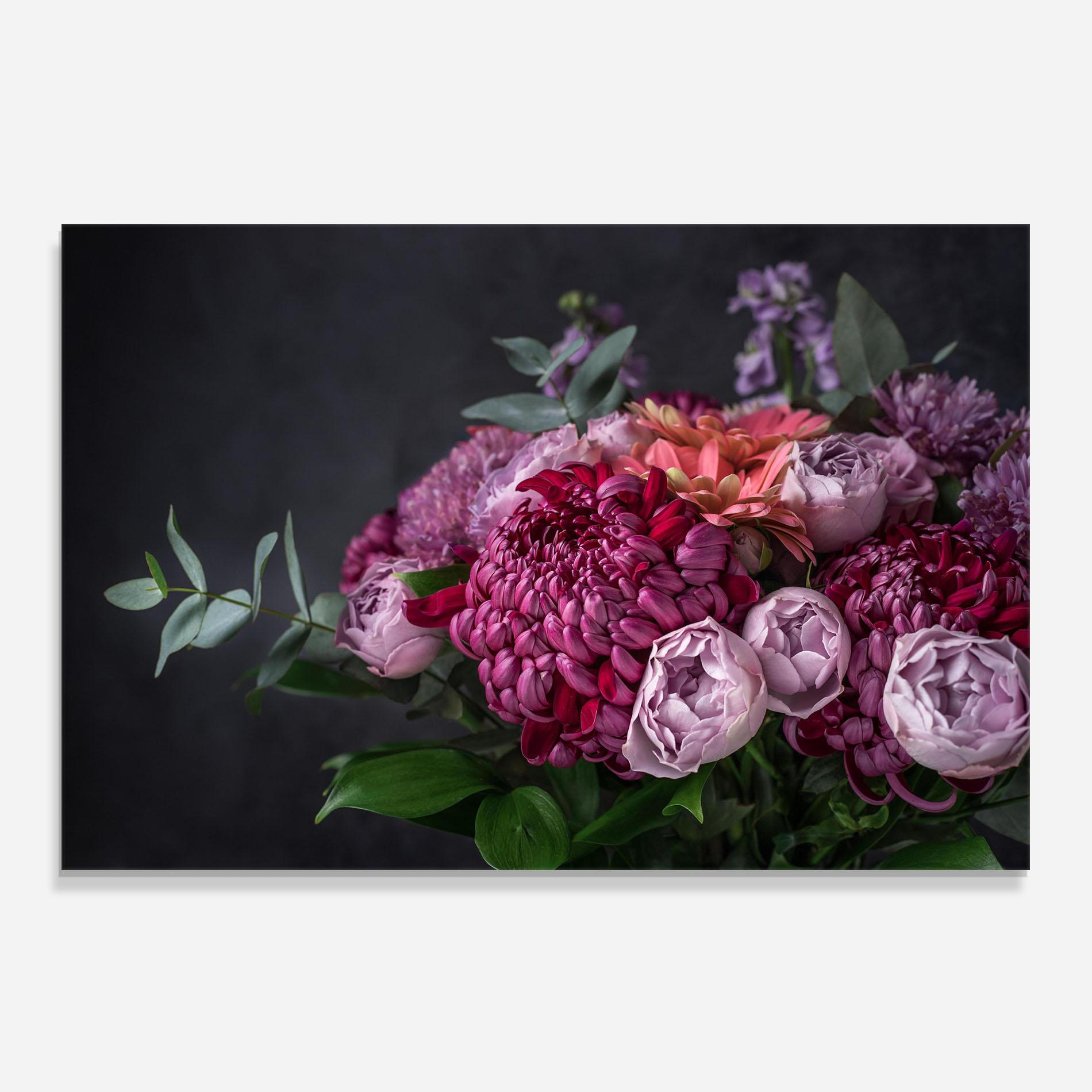 Стъклен панел за кухня Mix Purple Bouquet mockup 0