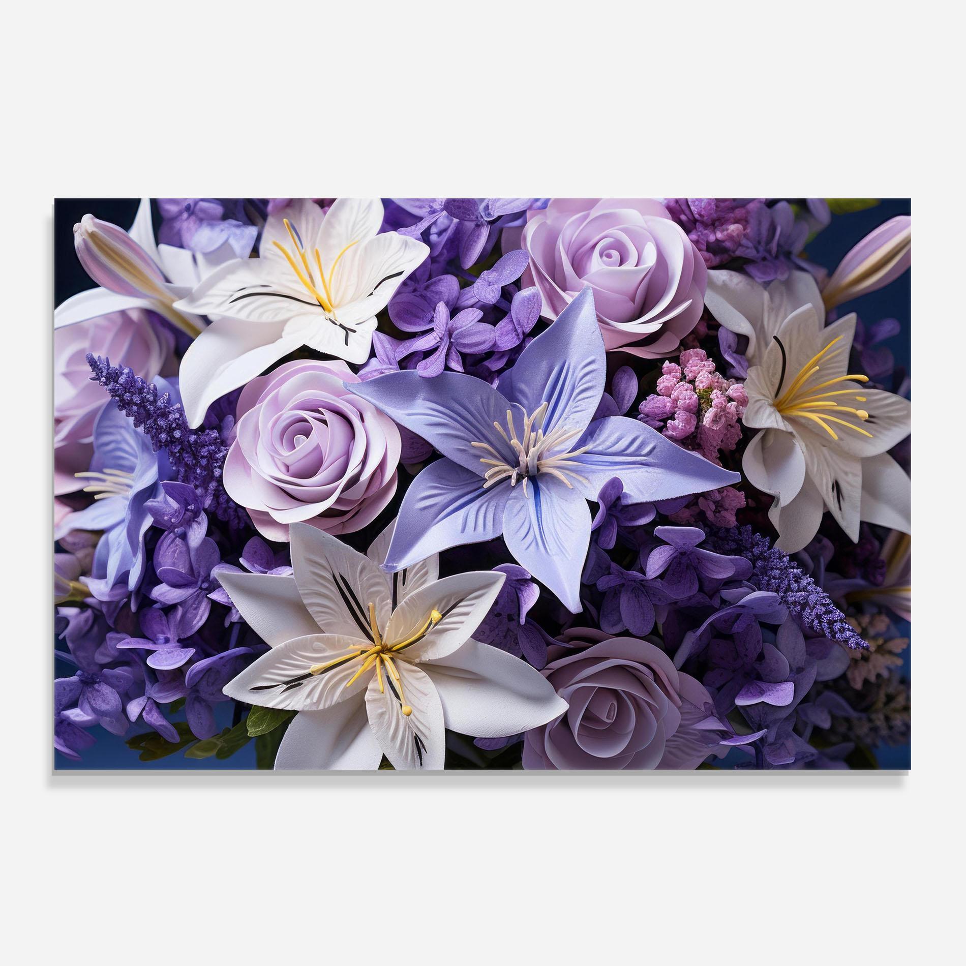Стъклен панел за кухня Purple Cute Bouquet mockup 0