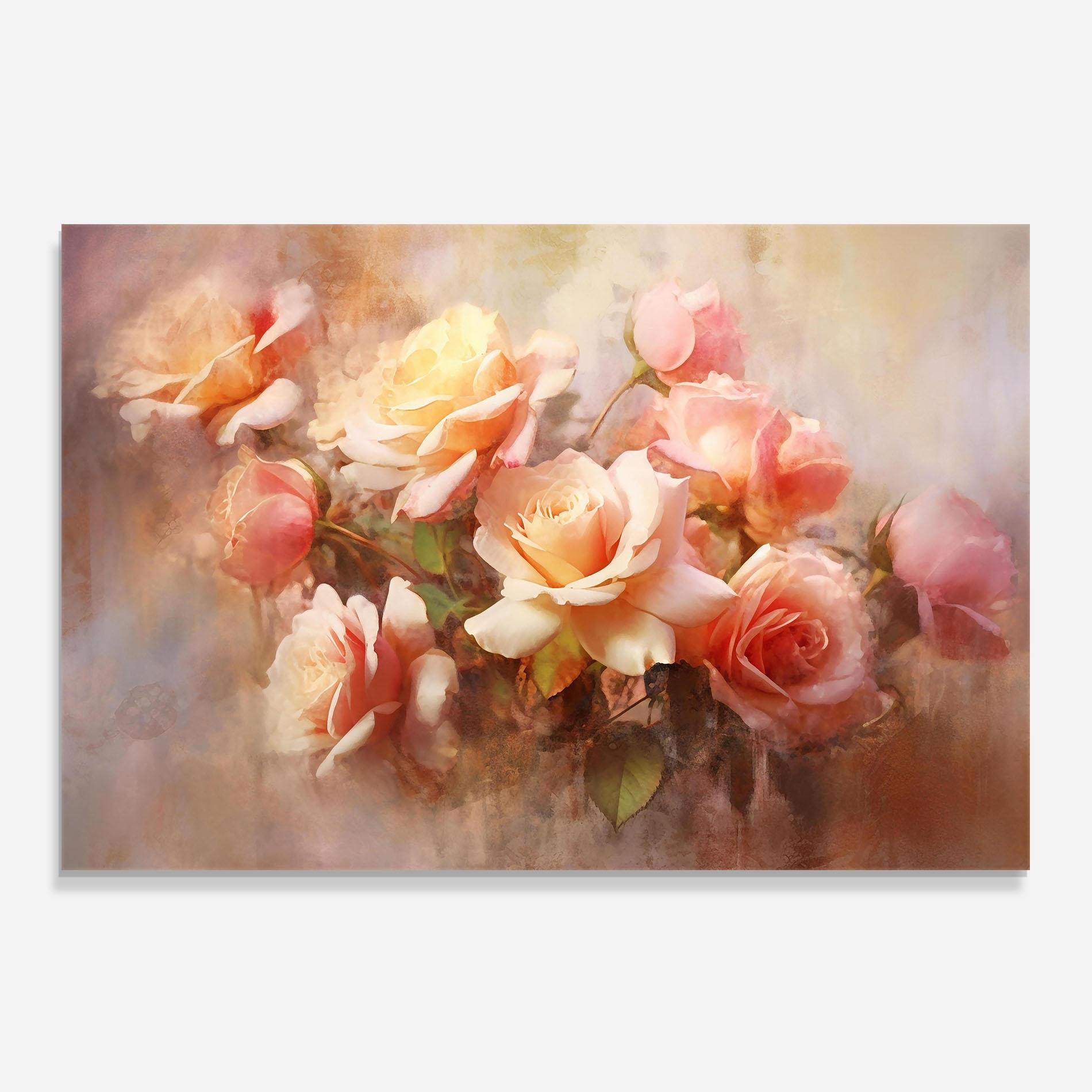 Стъклен панел за кухня Roses Bouquet Painting mockup 0