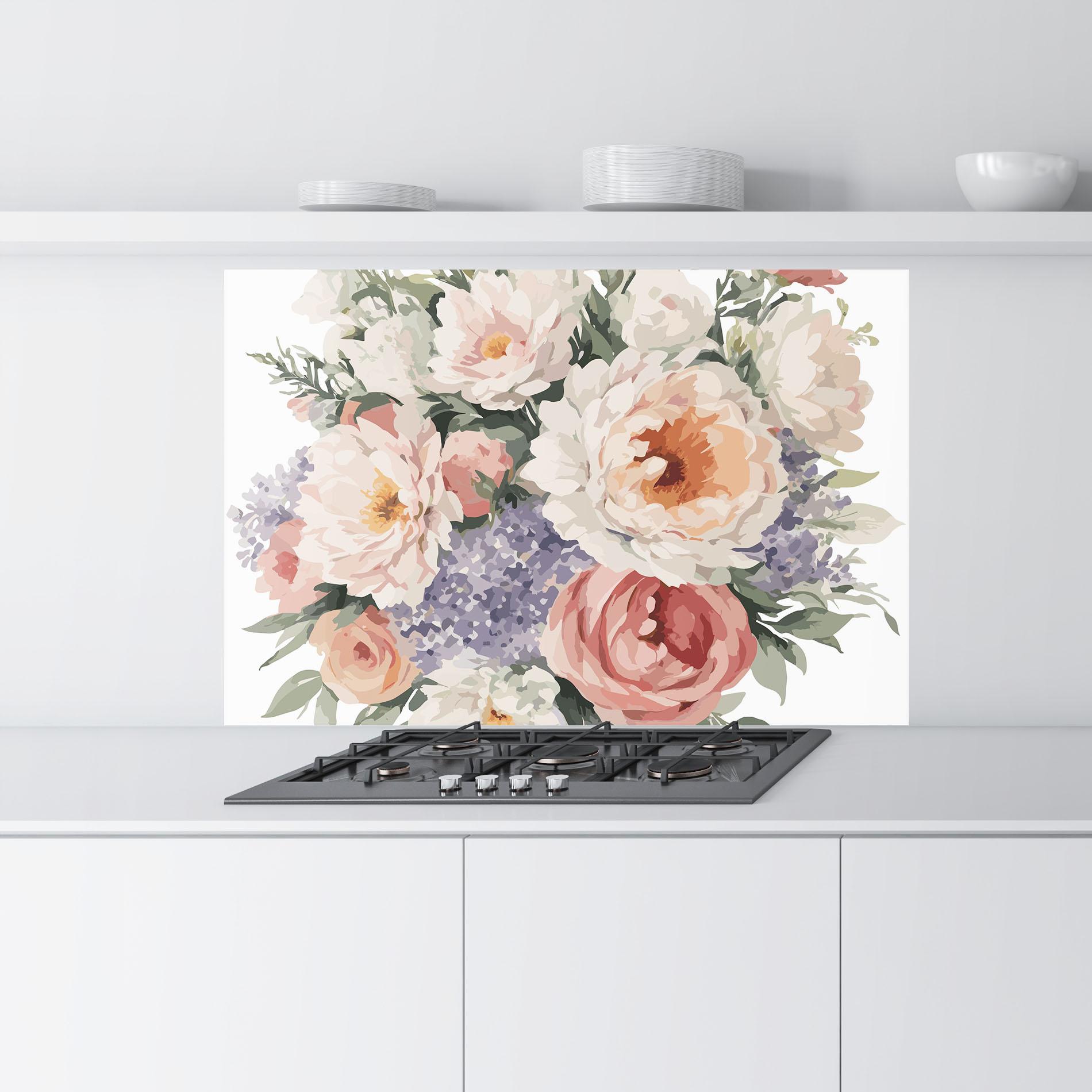 Стъклен панел за кухня Pretty Watercolor Bouquet mockup 9