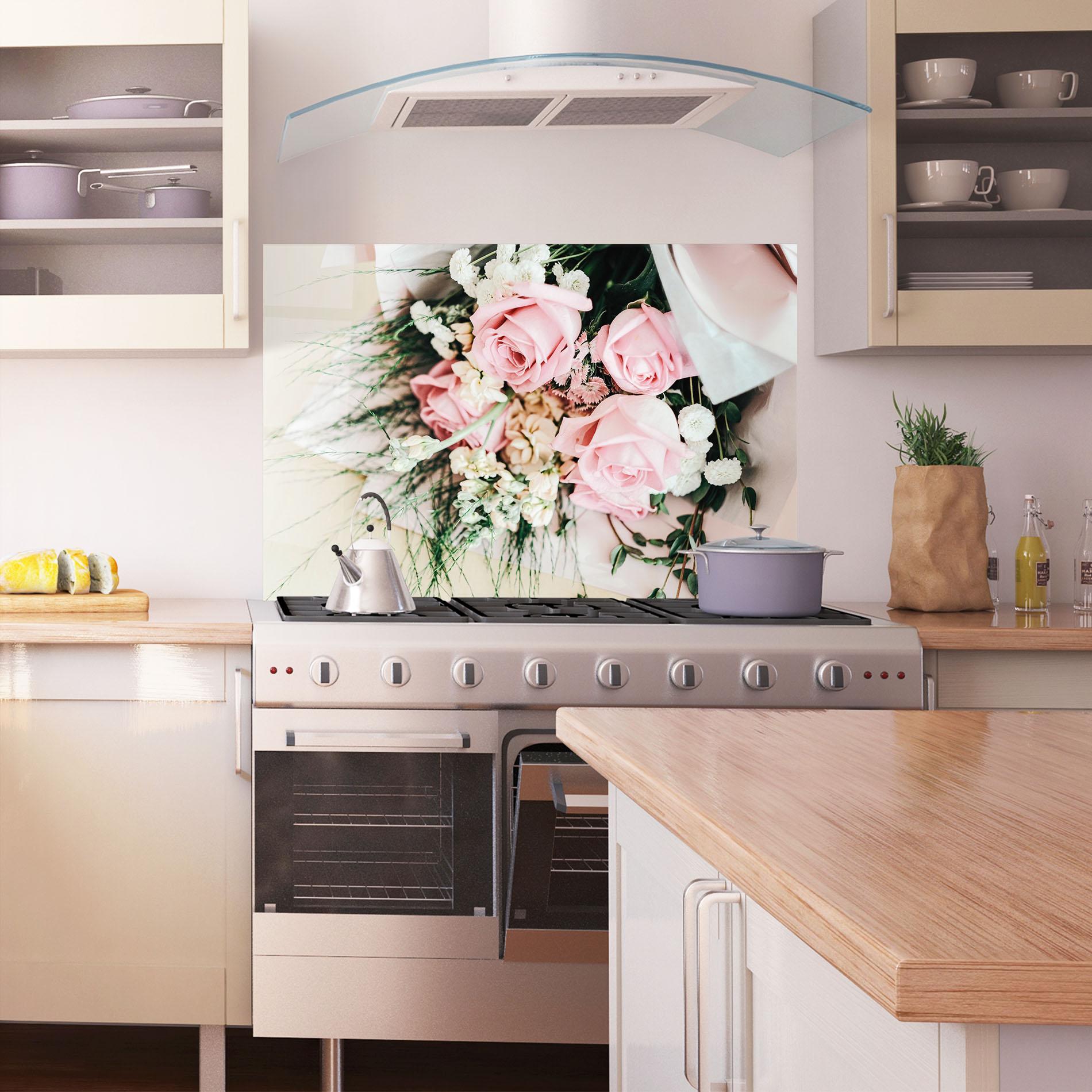 Стъклен панел за кухня Baby Pink Bouquet mockup 1
