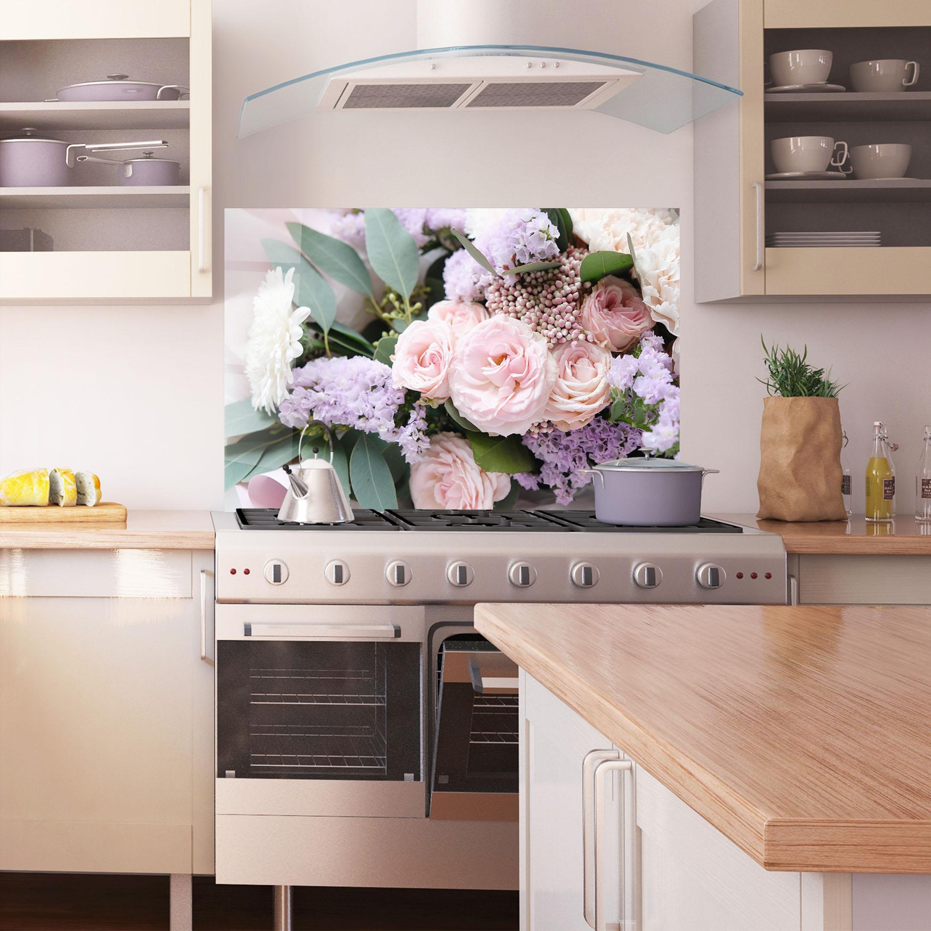Стъклен панел за кухня Beautiful Pink Roses mockup 1