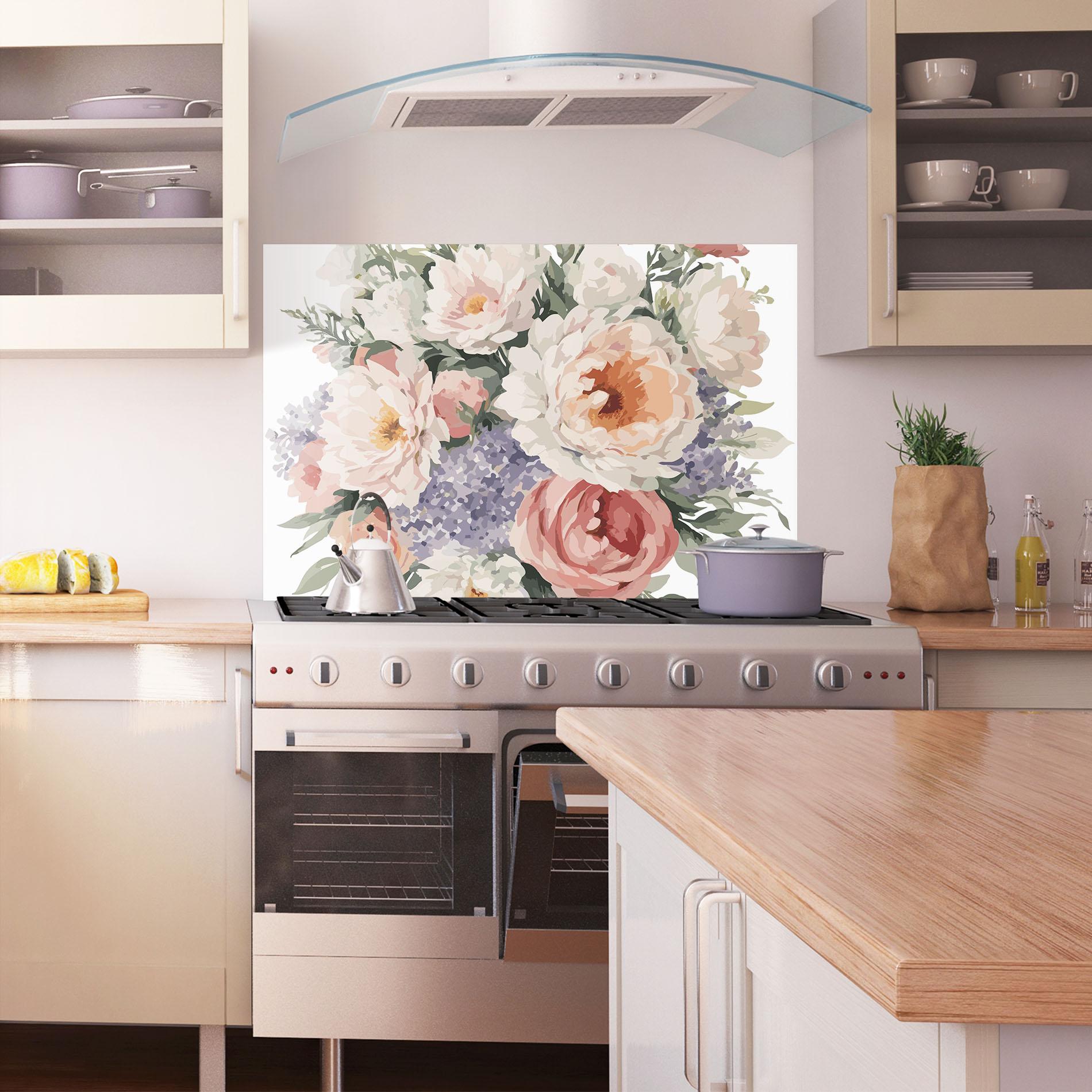 Стъклен панел за кухня Pretty Watercolor Bouquet mockup 1